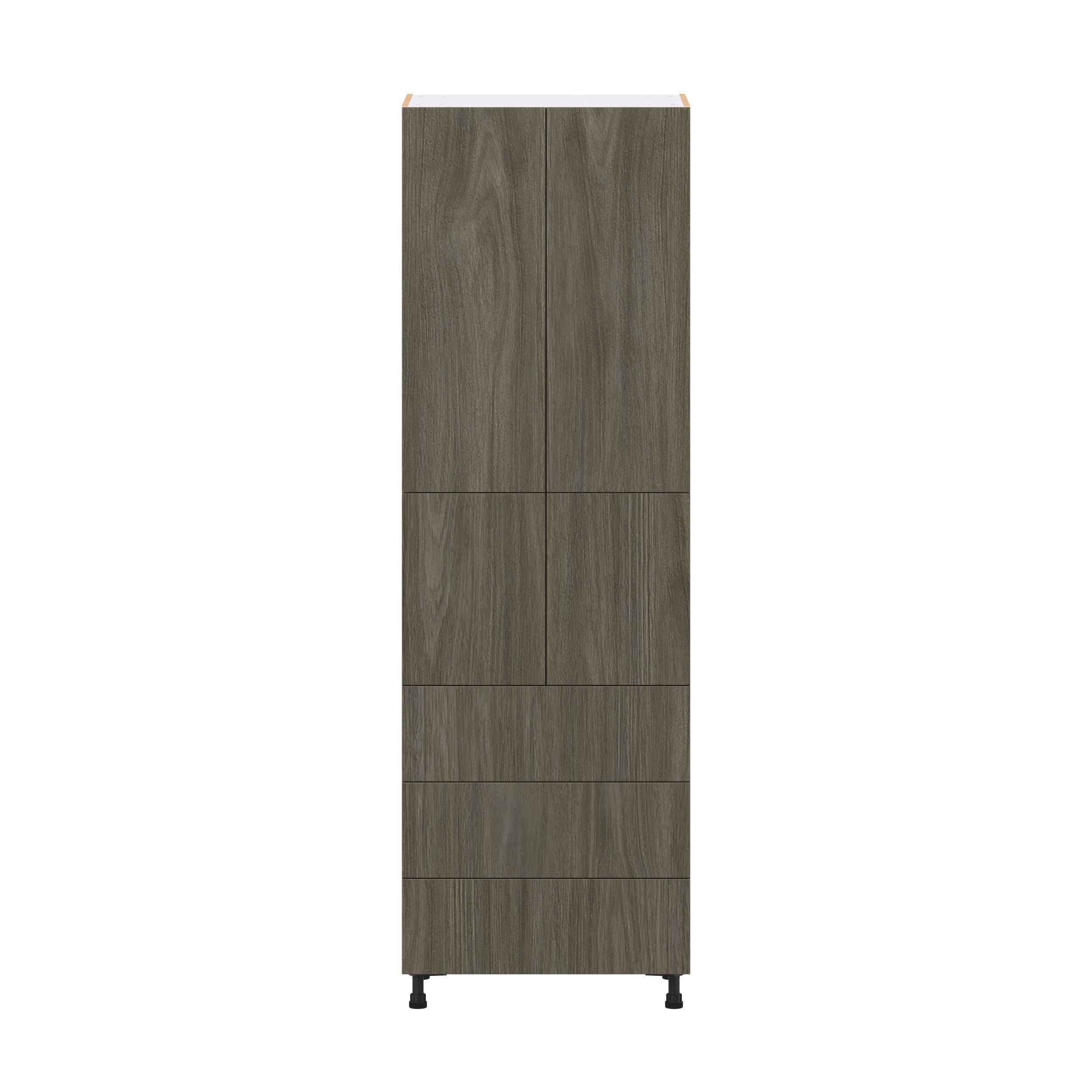 Glenwood 30 in. Burnt Walnut Door and Drawer Pantry Cabinet with Inner Pull-Out