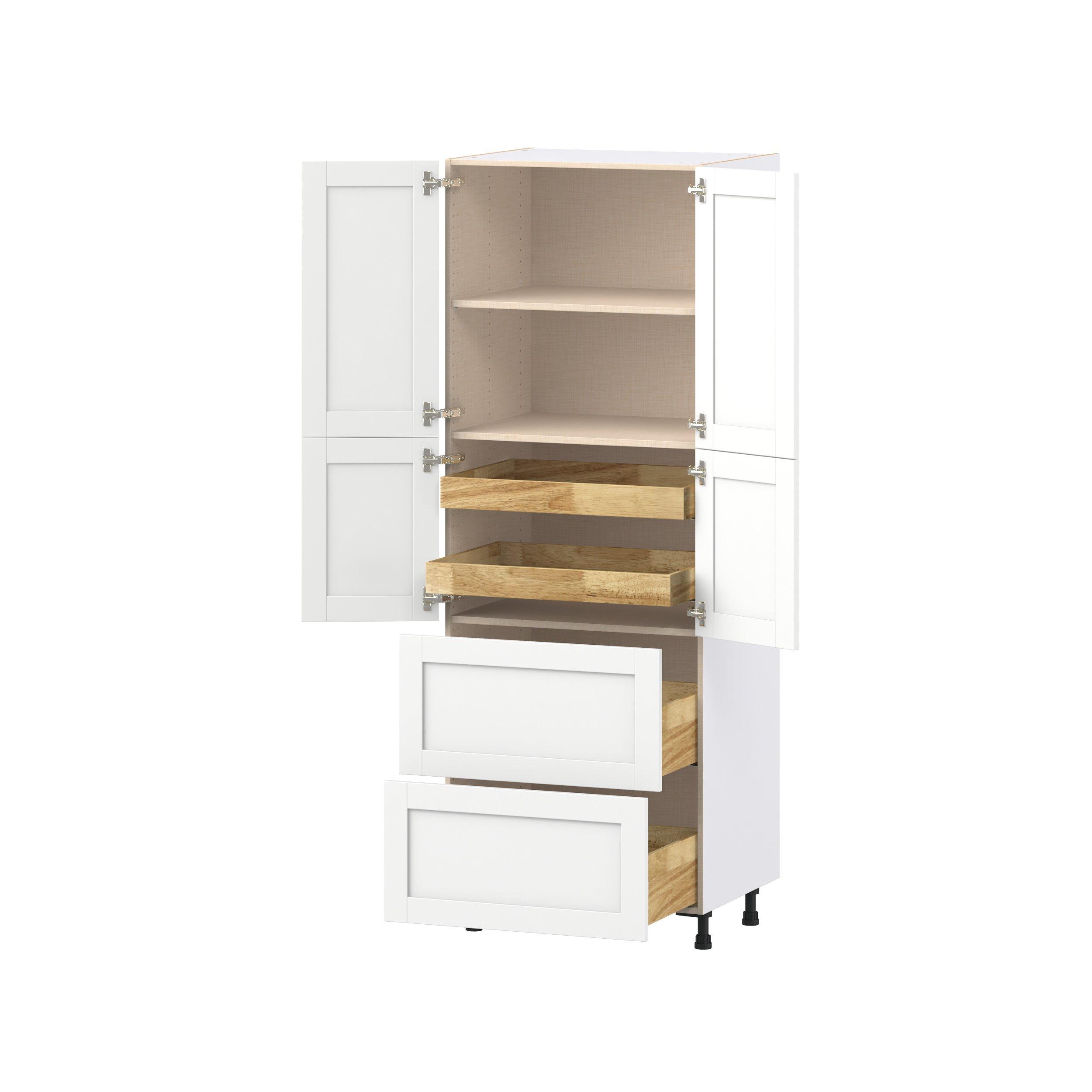 Summerhill 30 in. Bright White Door and Drawer Pantry Cabinet with Inner Pull-Out