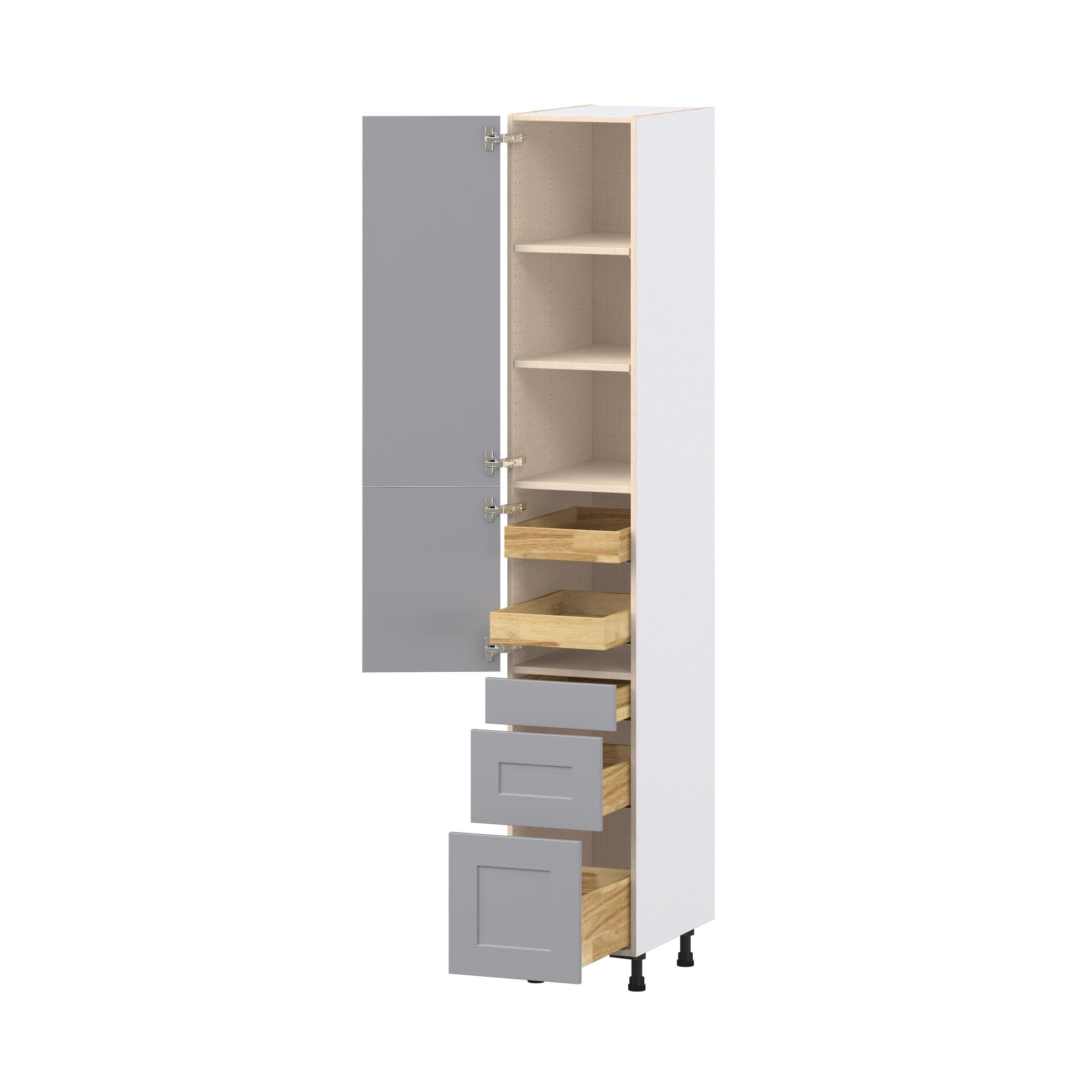 Candler 15 in. Painted Slate Gray Door and Drawer Pantry Cabinet with Inner Pull-Out