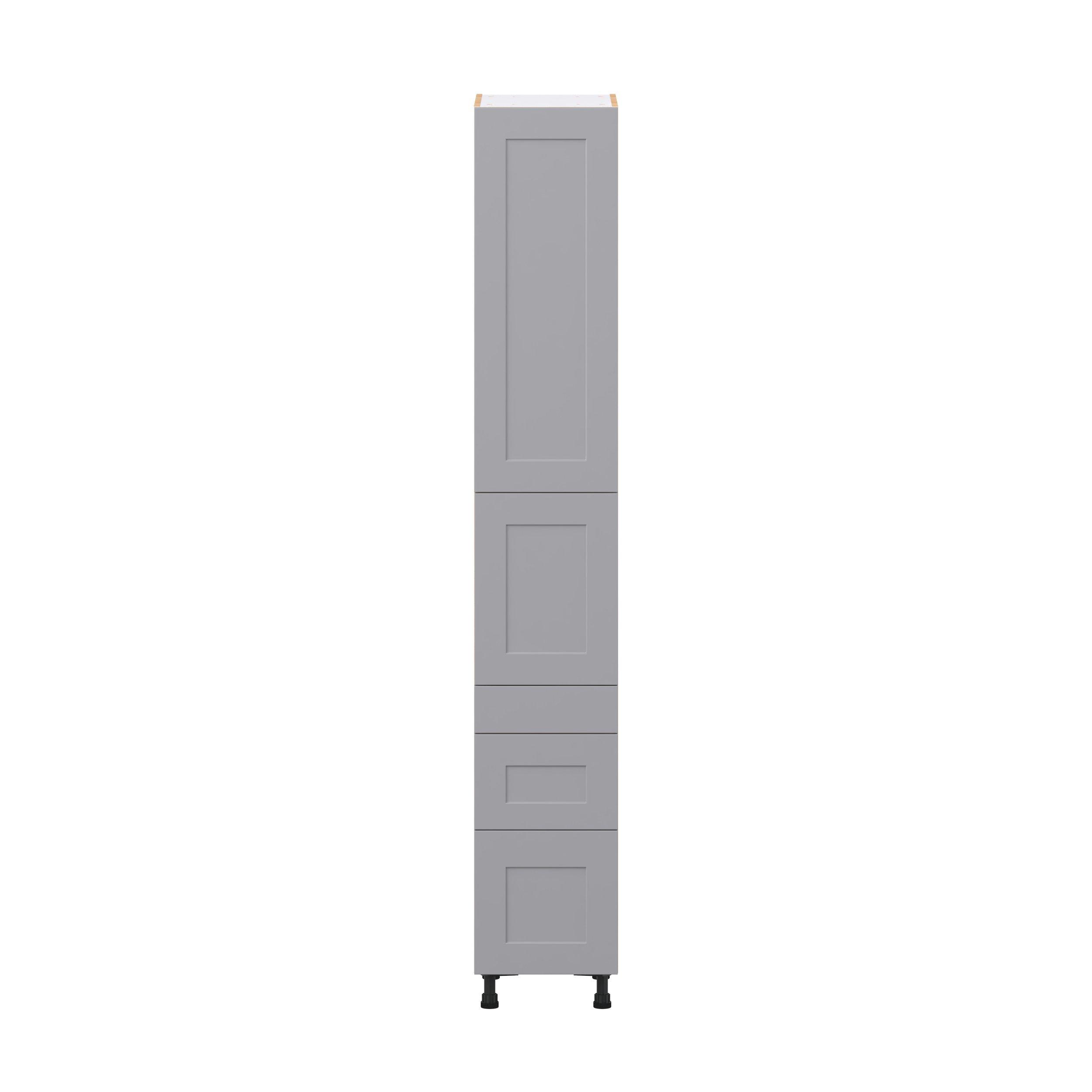 Candler 15 in. Painted Slate Gray Door and Drawer Pantry Cabinet with Inner Pull-Out