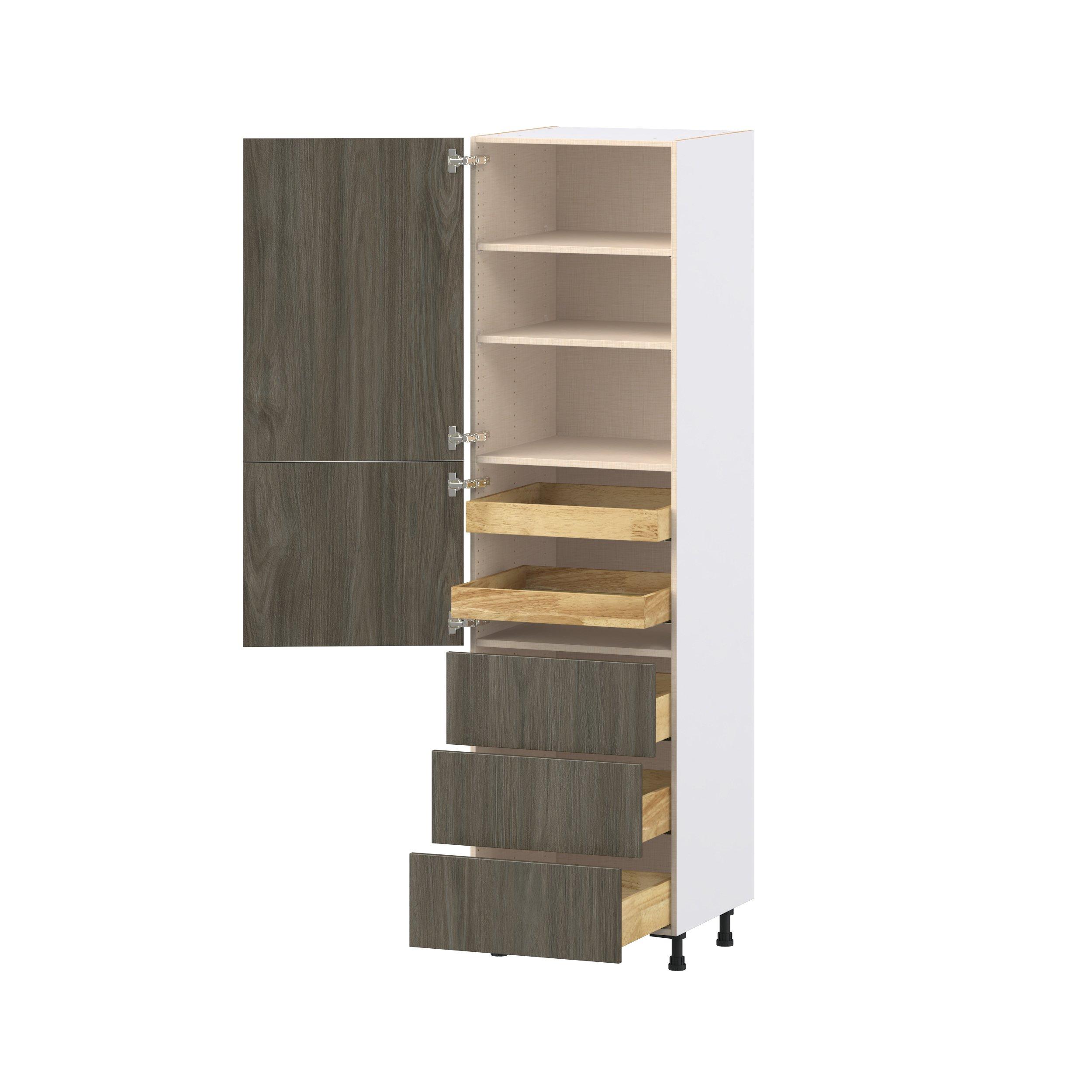 Glenwood 24 in. Burnt Walnut Door and Drawer Pantry Cabinet with Inner Pull-Out