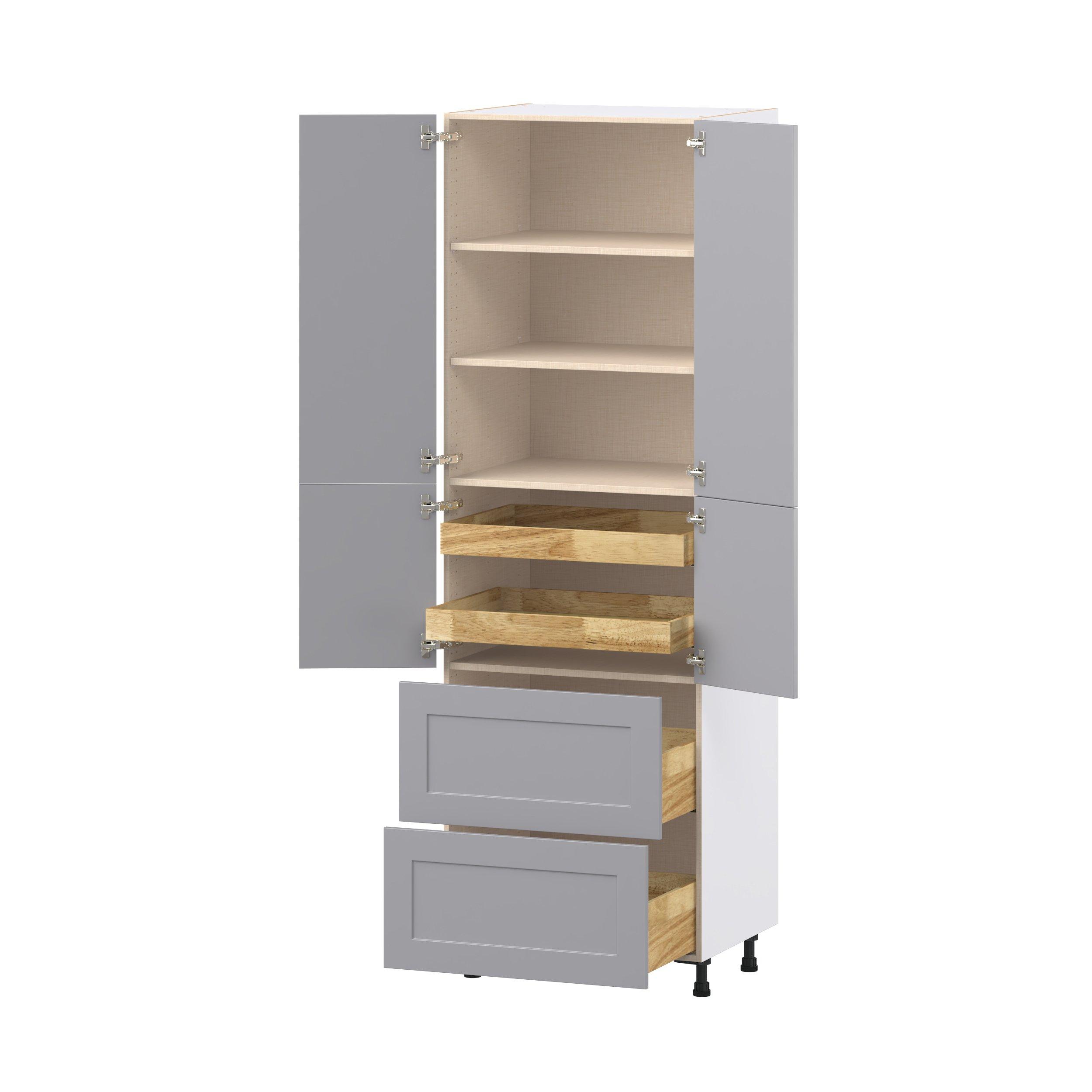 Candler 30 in. Painted Slate Gray Door and Drawer Pantry Cabinet with Inner Pull-Out