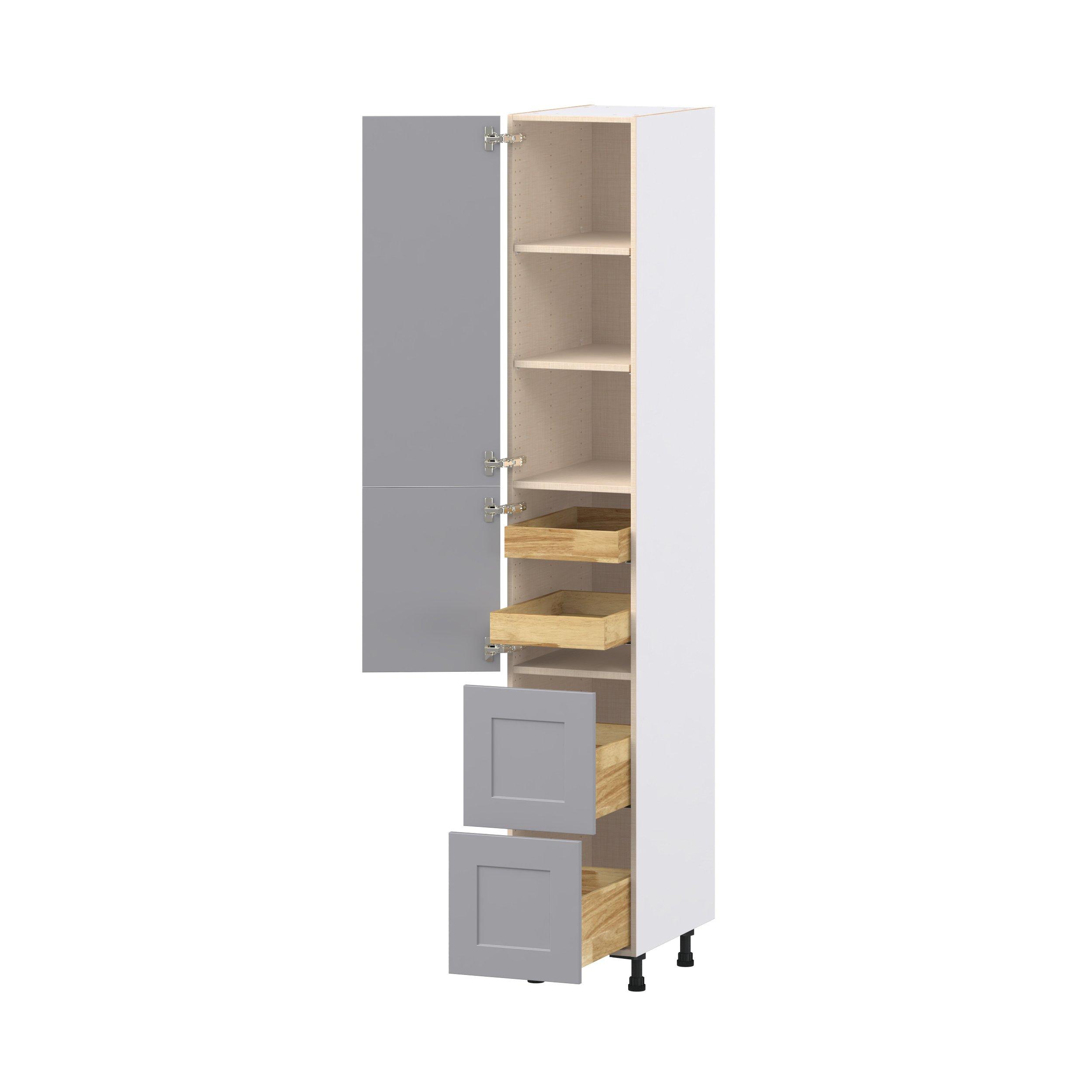 Candler 15 in. Painted Slate Gray Door and Drawer Pantry Cabinet with Inner Pull-Out