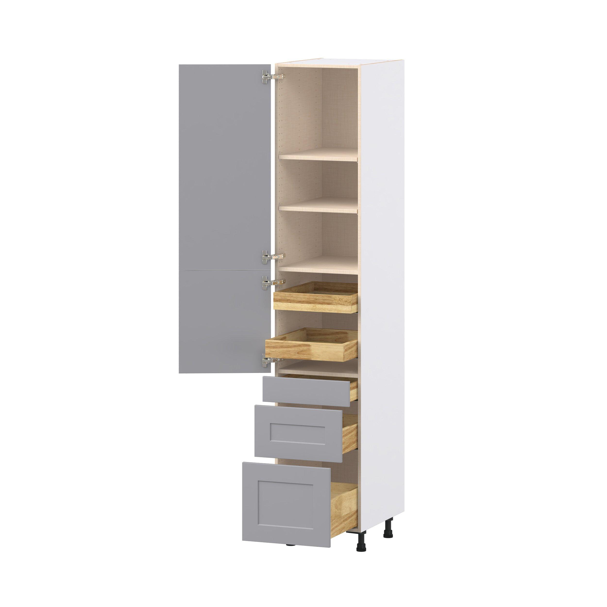 Candler 18 in. Painted Slate Gray Door and Drawer Pantry Cabinet with Inner Pull-Out