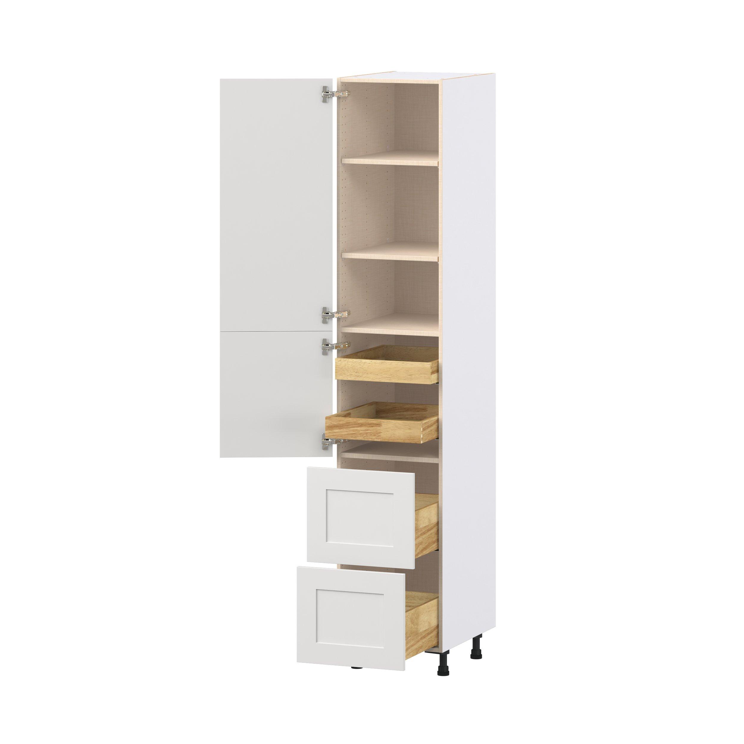 Candler 18 in. Painted Warm White Door and Drawer Pantry Cabinet with Inner Pull-Out