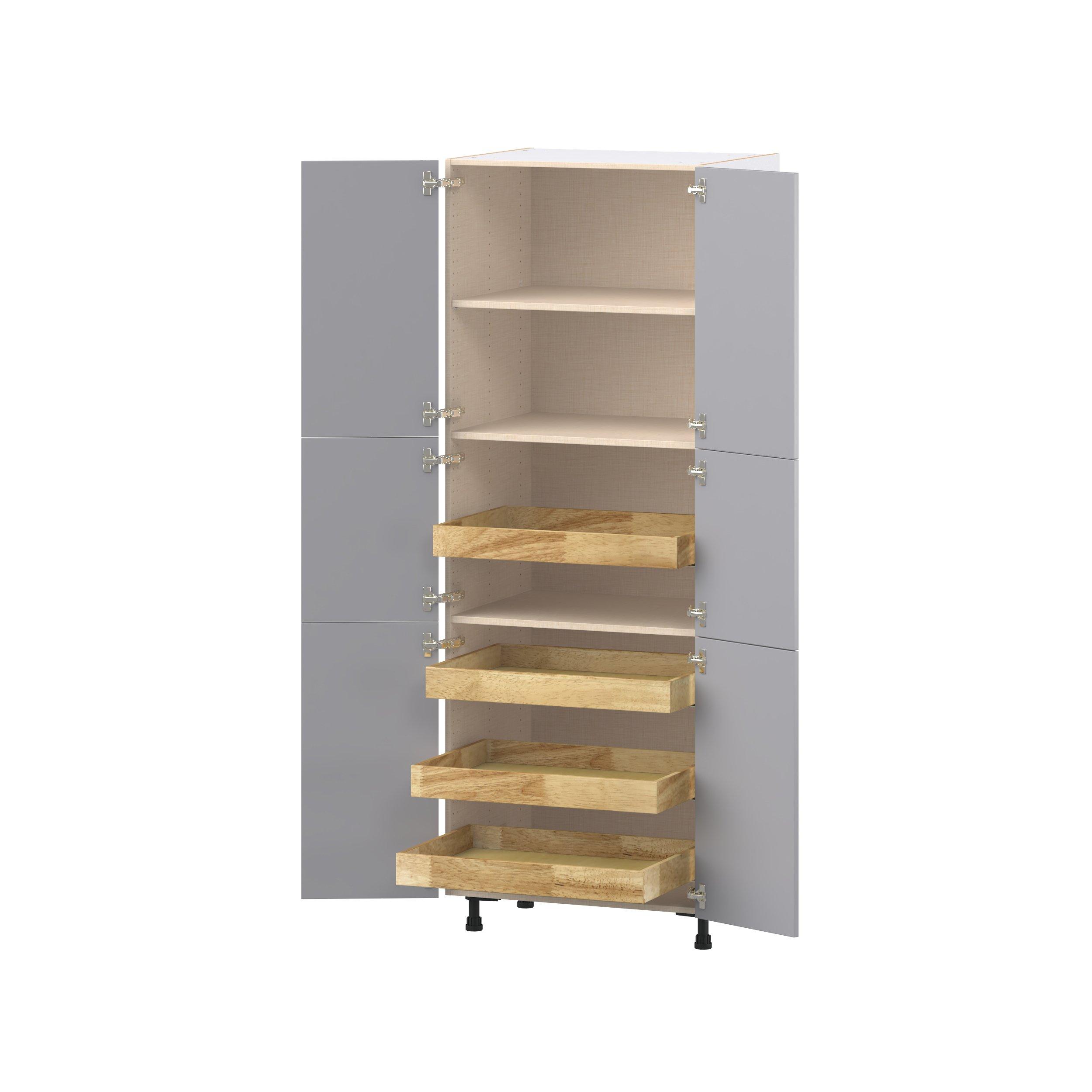 Candler 30 in. Painted Slate Gray Pantry Cabinet with Inner Pull-Out Drawer