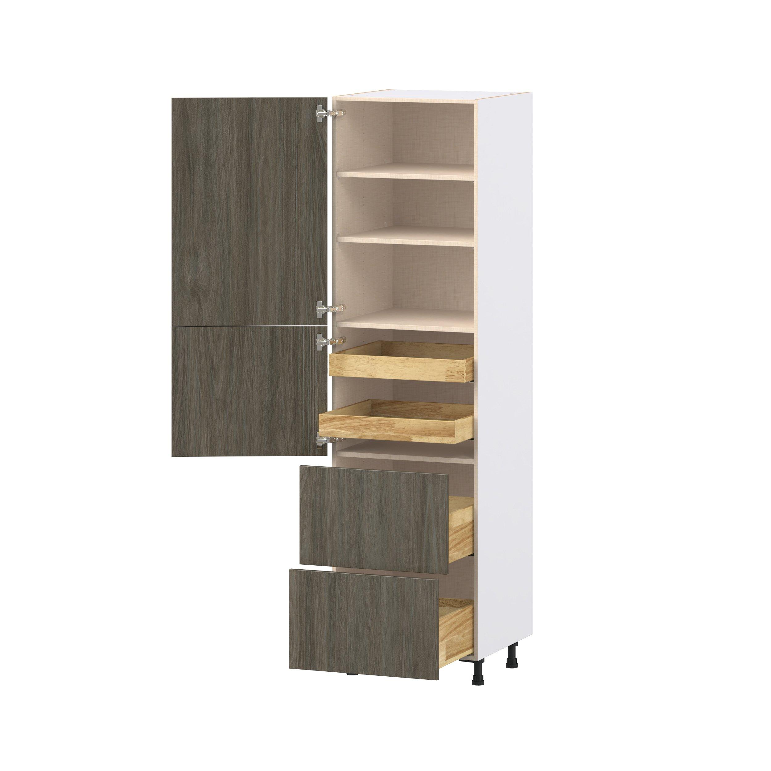 Glenwood 24 in. Burnt Walnut Door and Drawer Pantry Cabinet with Inner Pull-Out