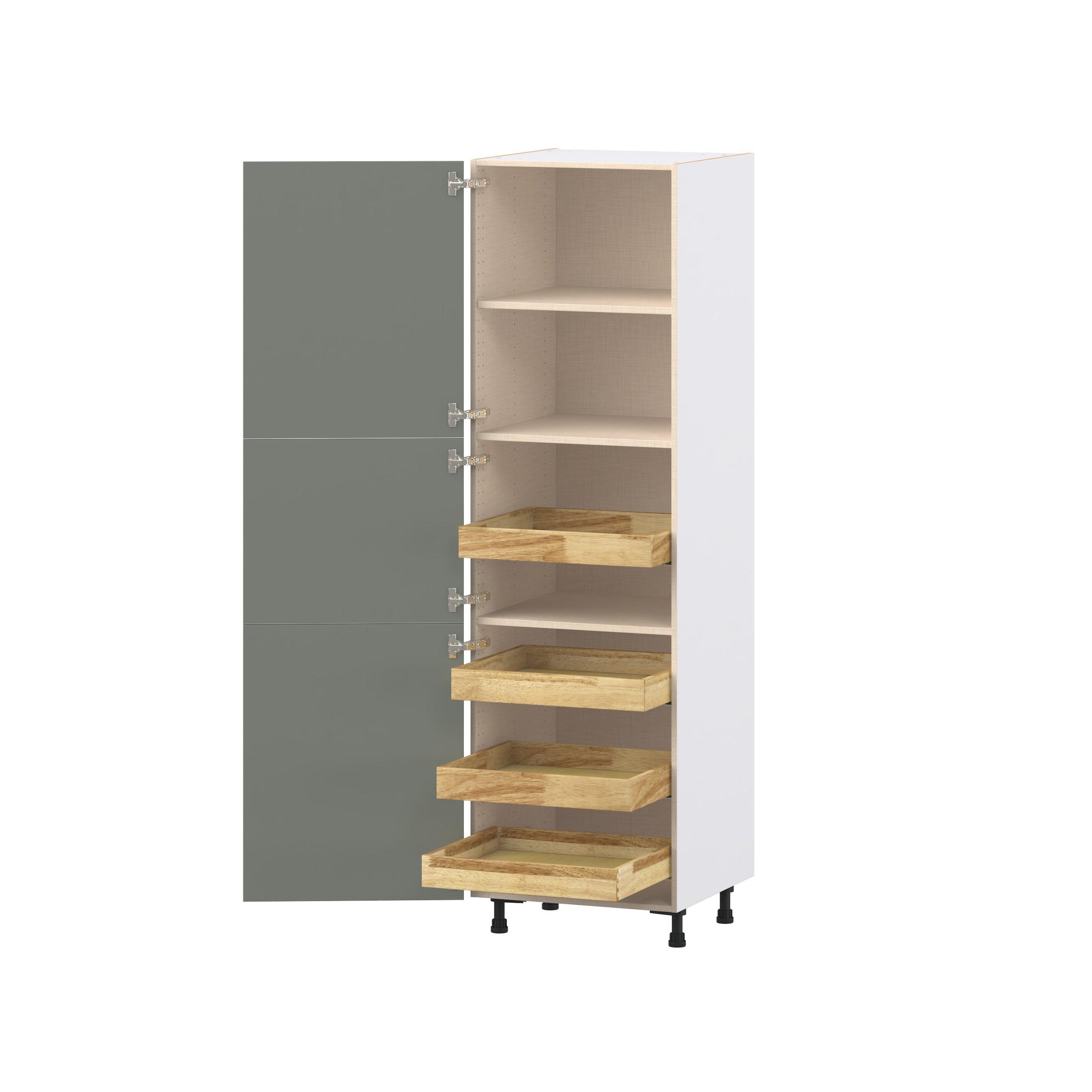 Linden 24 in. Painted Moss Green Pantry Cabinet with Inner Pull-Out Drawer