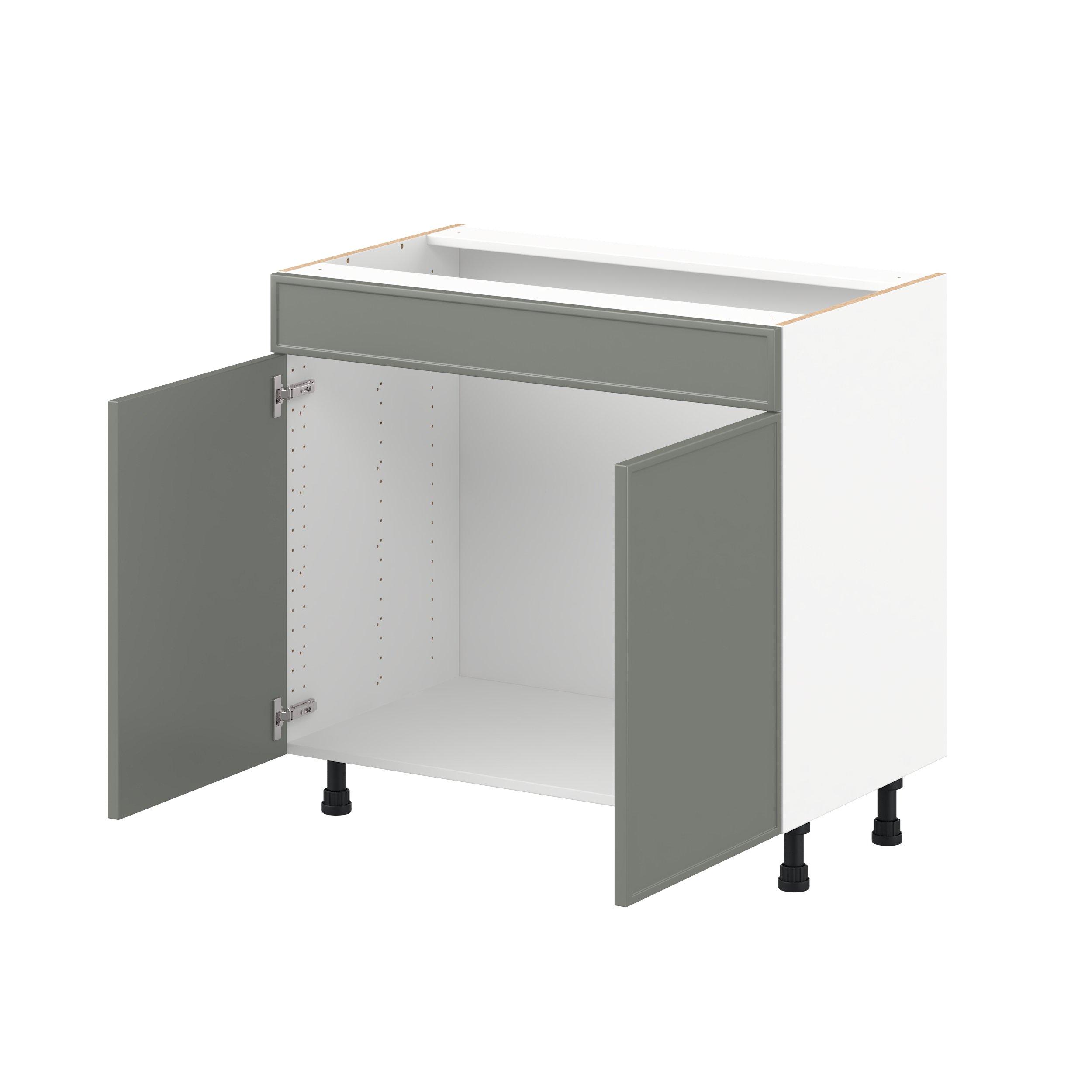 Linden 36 in. Painted Moss Green Vanity Sink Base Cabinet with False Front