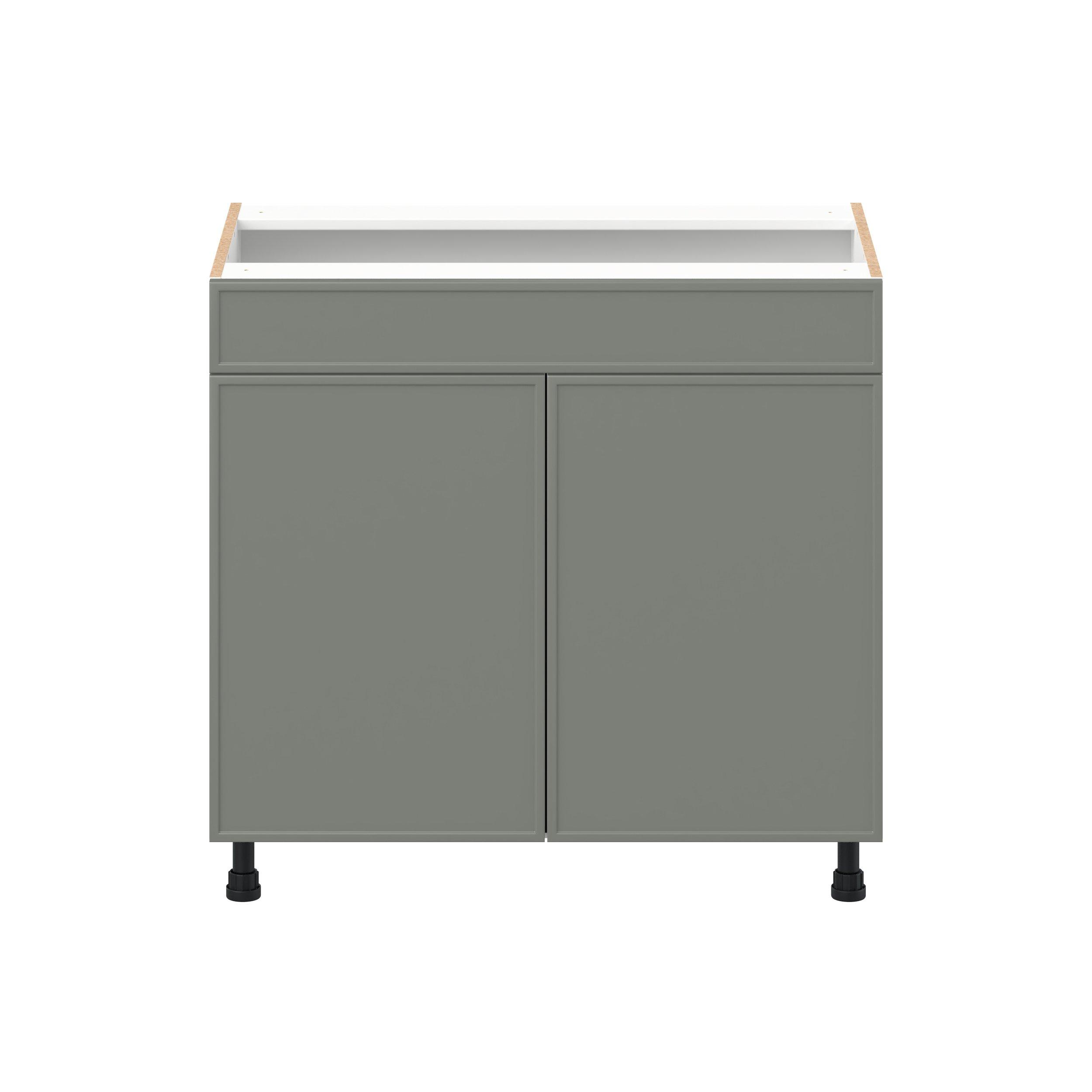 Linden 36 in. Painted Moss Green Vanity Sink Base Cabinet with False Front