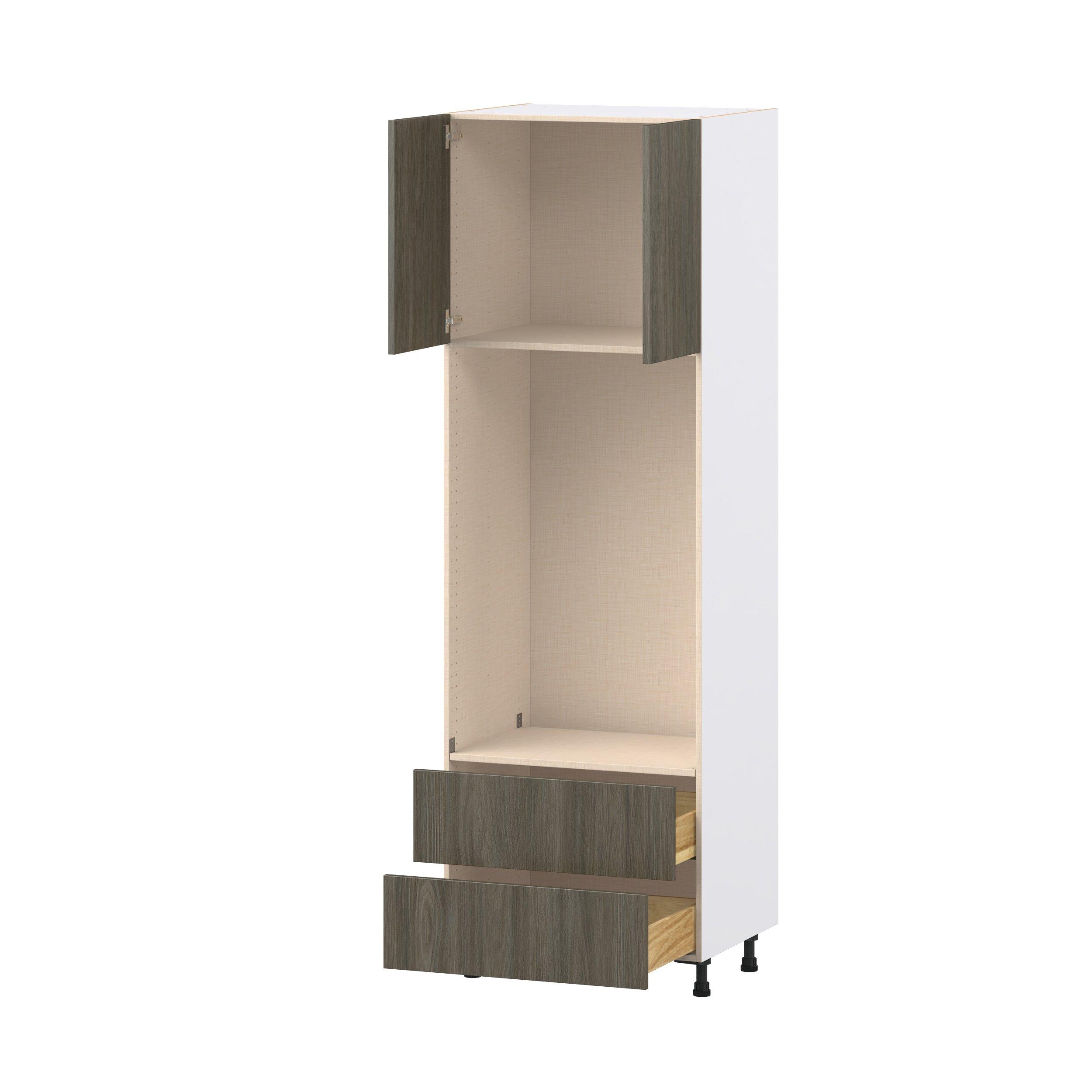 Glenwood 30 in. Burnt Walnut Door and Drawer Microwave Pantry Cabinet