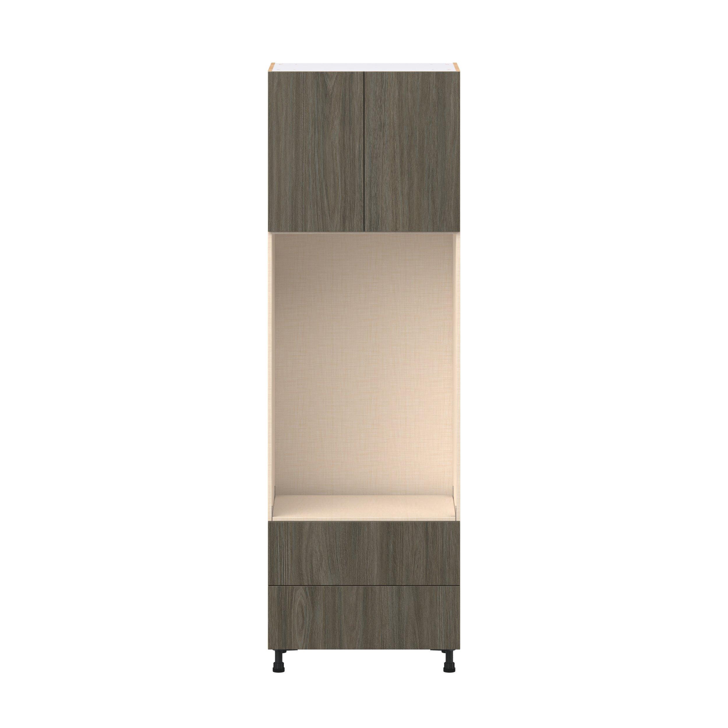 Glenwood 30 in. Burnt Walnut Door and Drawer Microwave Pantry Cabinet