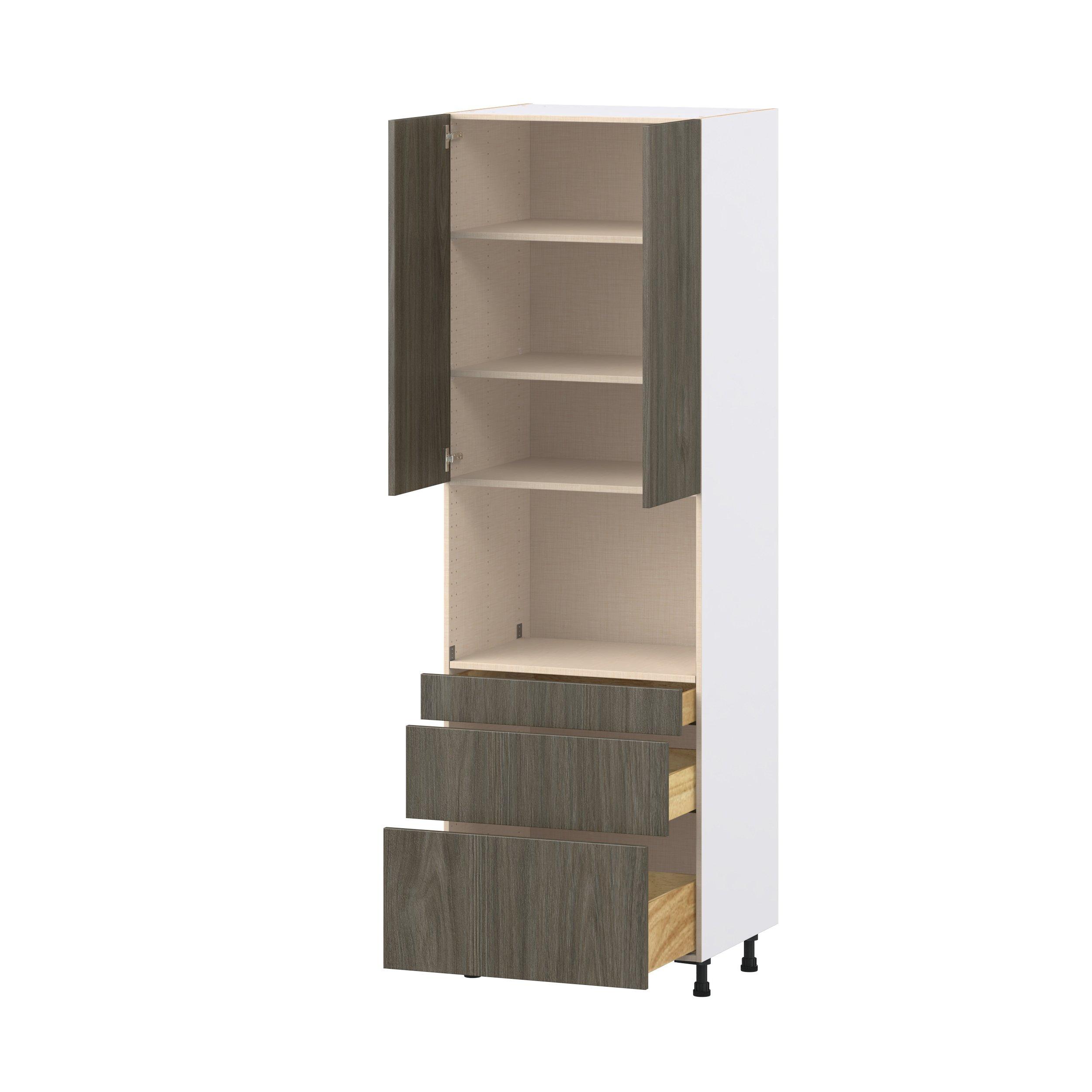 Glenwood 30 in. Burnt Walnut Door and Drawer Microwave Pantry Cabinet