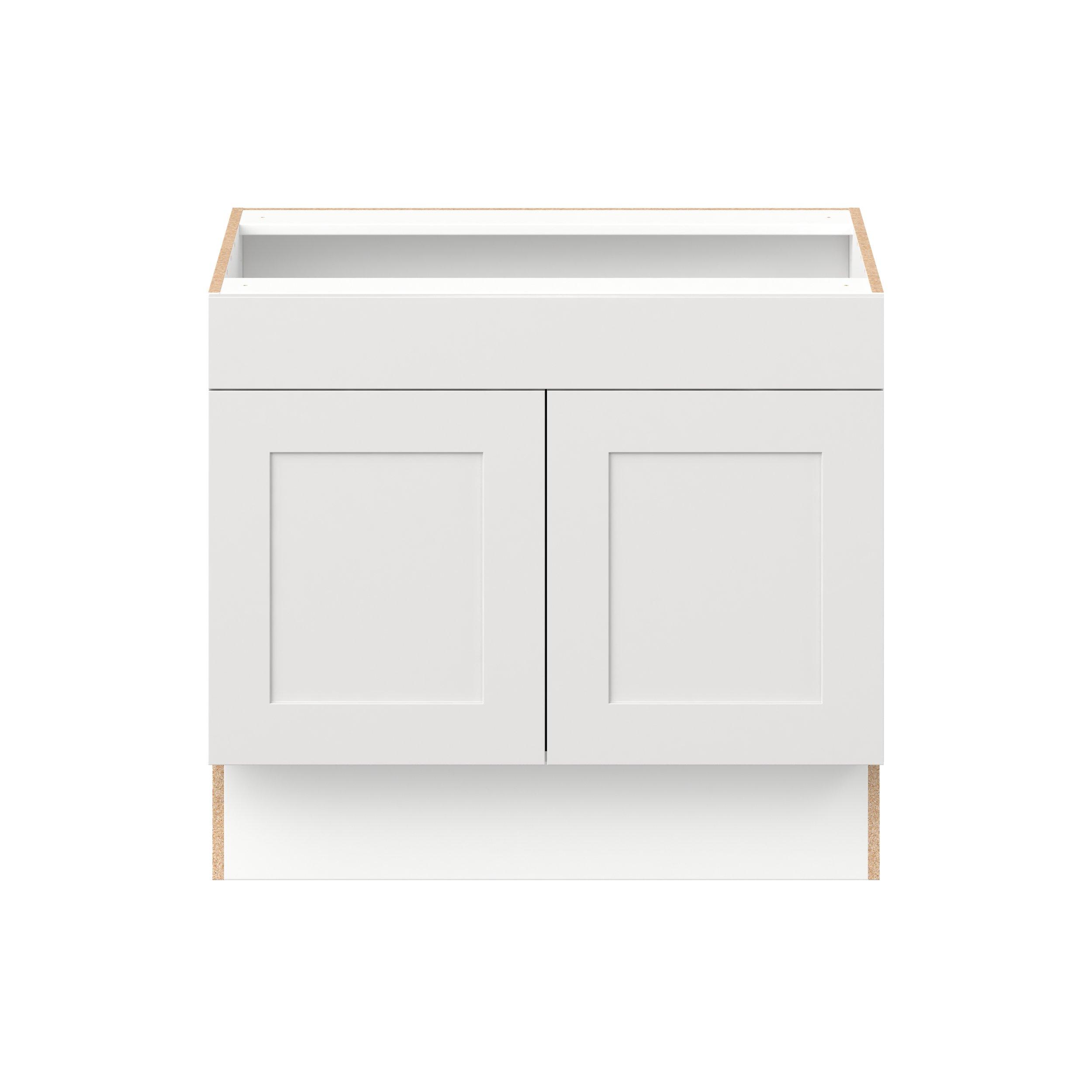 Candler 36 in. Painted Warm White Sink Base Cabinet with False Front - ADA