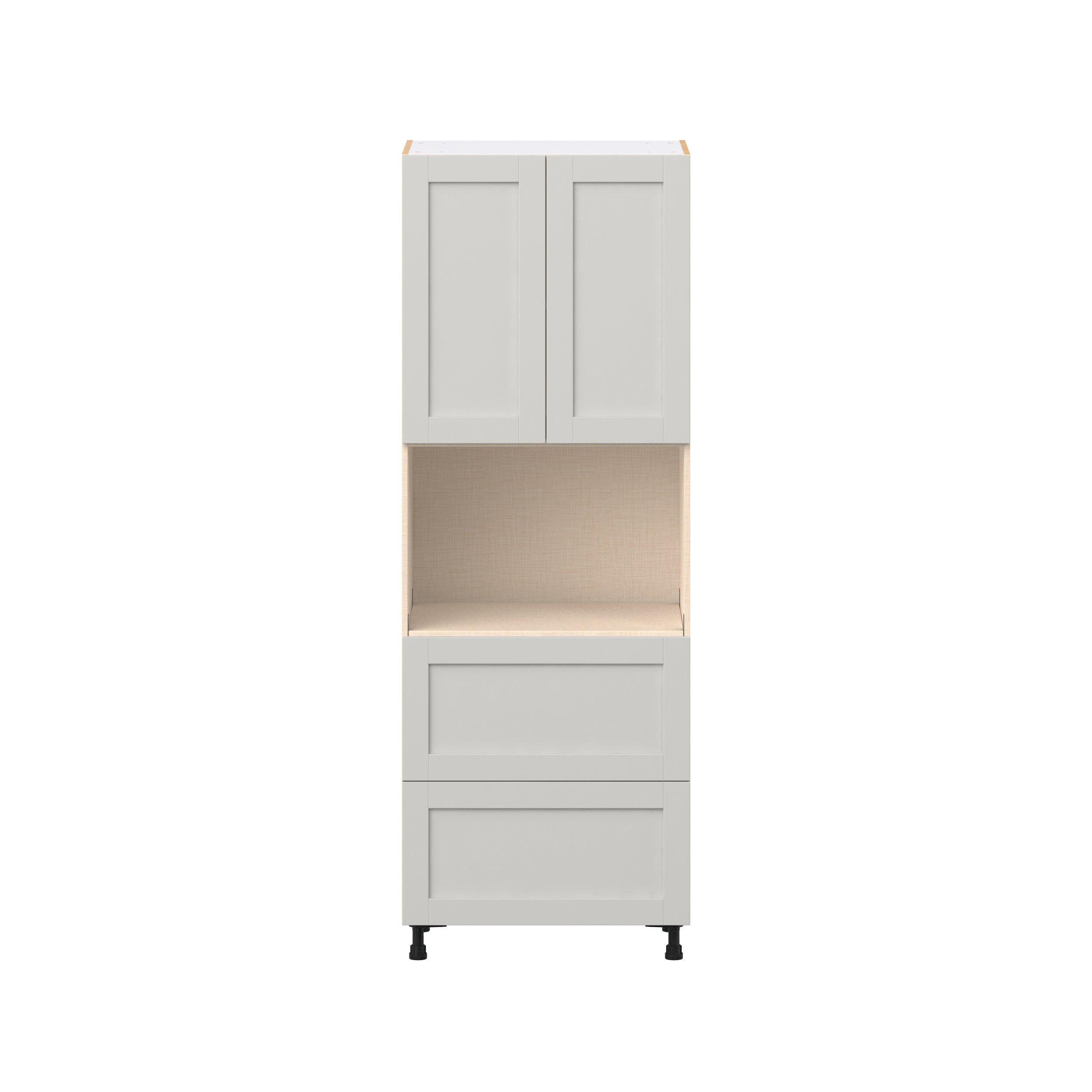 Summerhill 30 in. Light Gray Door and Drawer Microwave Pantry Cabinet
