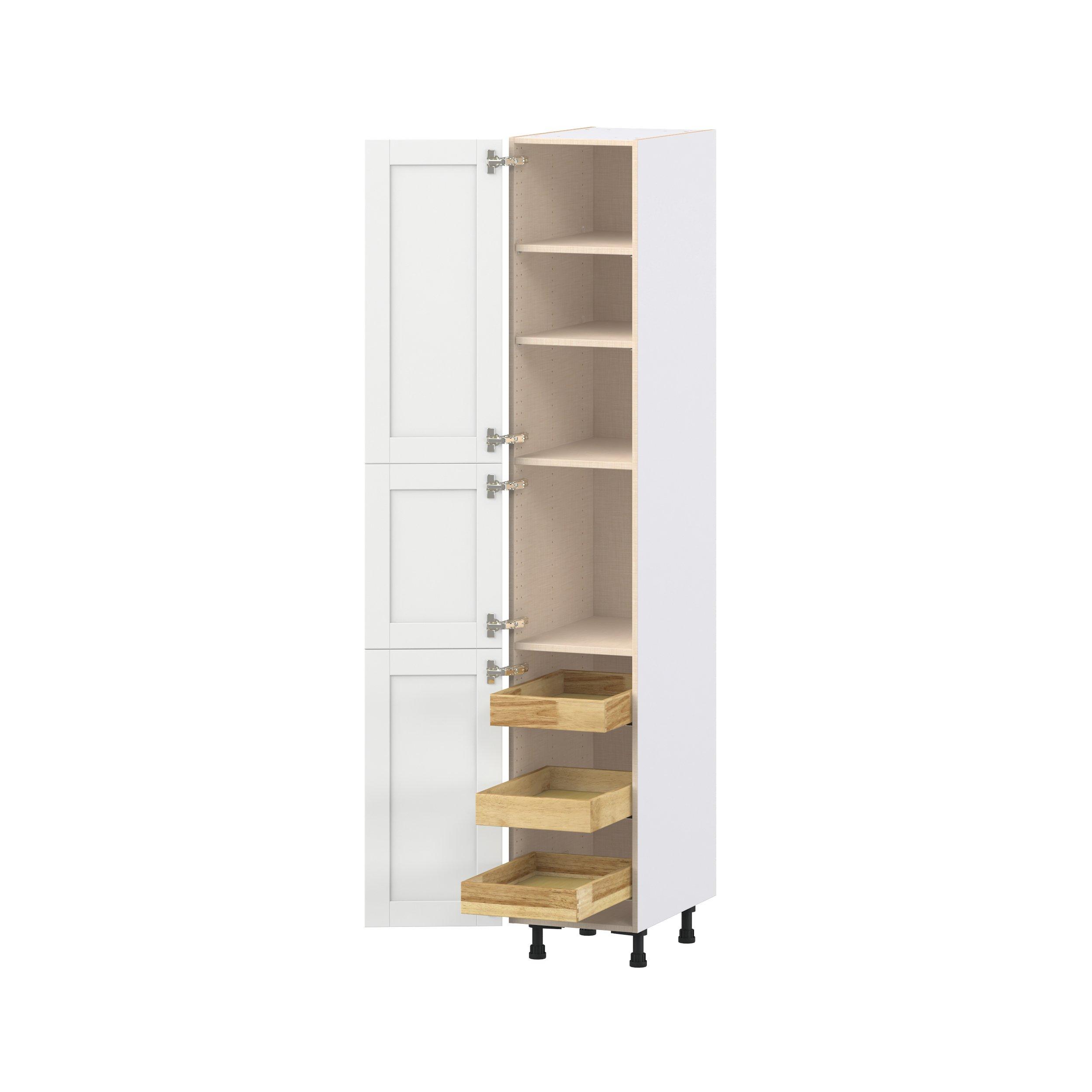 Summerhill 15 in. Bright White Pantry Cabinet with Inner Pull-Out Drawer