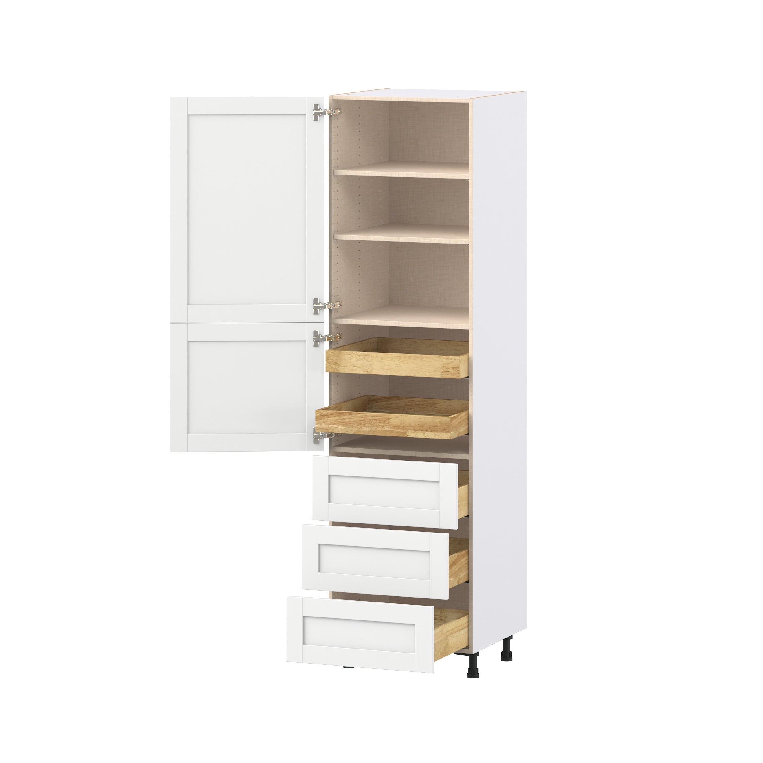 Summerhill 24 in. Bright White Door and Drawer Pantry Cabinet with Inner Pull-Out