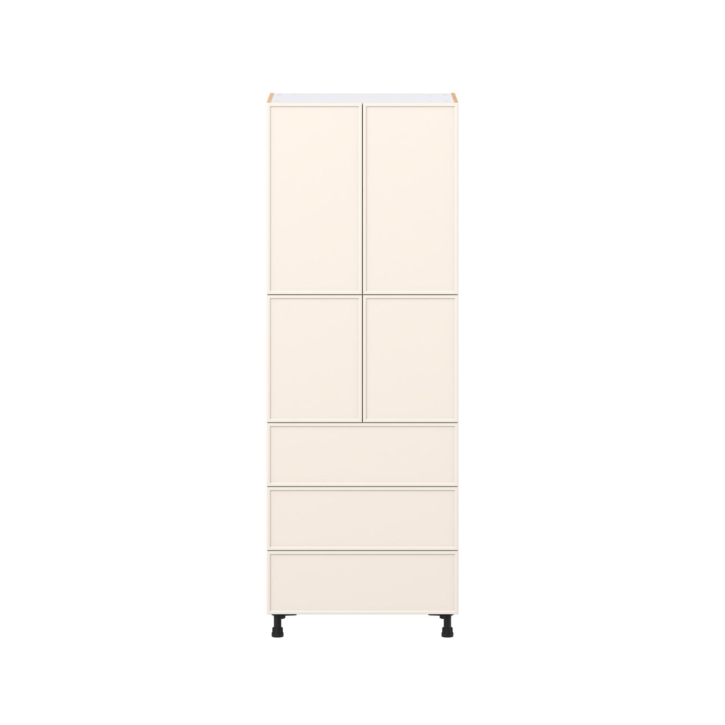 Linden 30 in. Painted Washed Linen Door and Drawer Pantry Cabinet with Inner Pull-Out