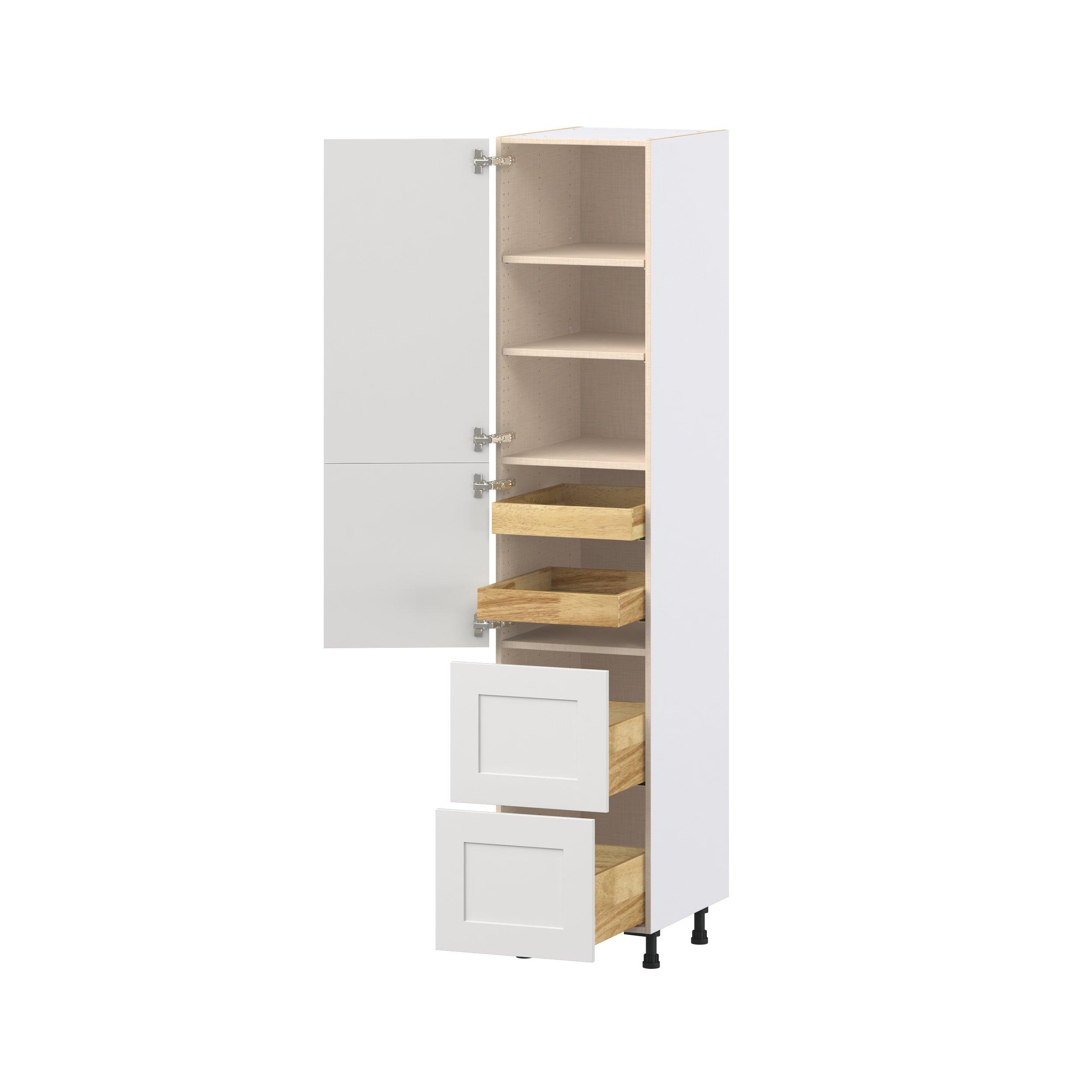 Candler 18 in. Painted Warm White Door and Drawer Pantry Cabinet with Inner Pull-Out