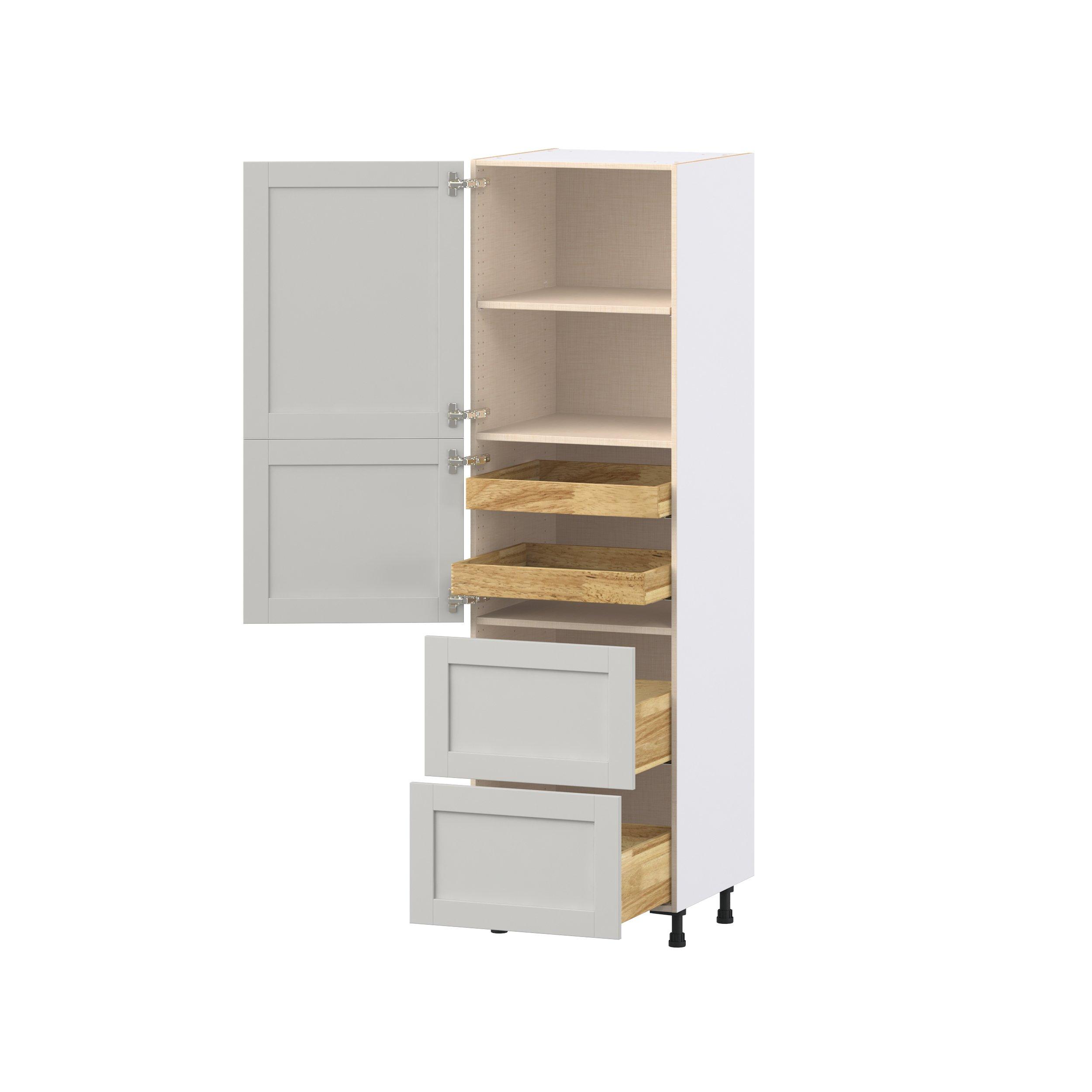 Summerhill 24 in. Light Gray Door and Drawer Pantry Cabinet with Inner Pull-Out