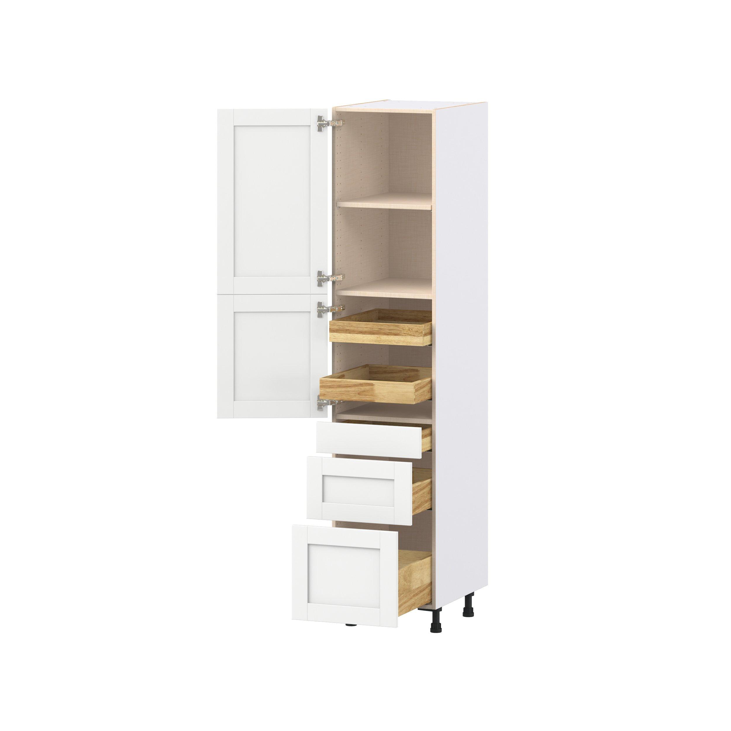 Summerhill 18 in. Bright White Door and Drawer Pantry Cabinet with Inner Pull-Out