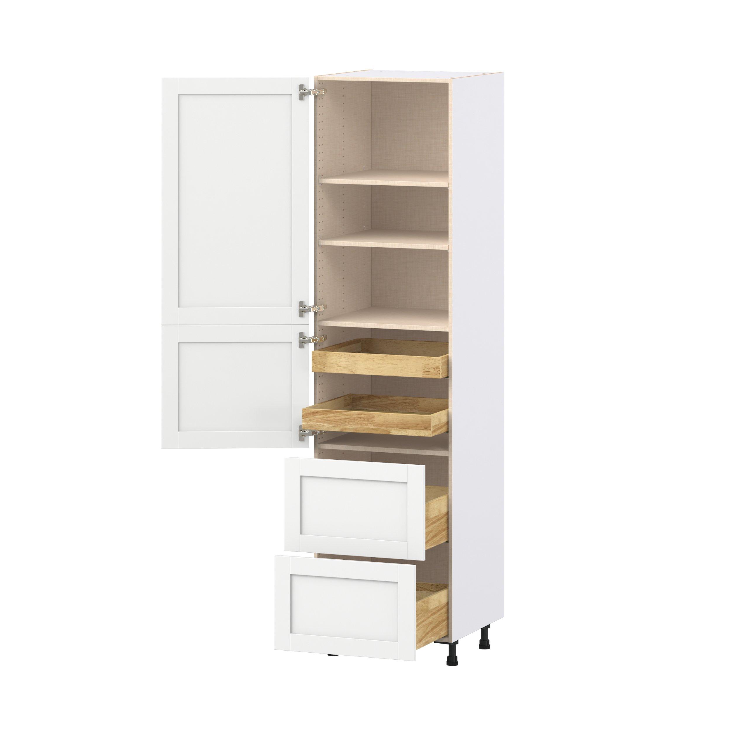 Summerhill 24 in. Bright White Door and Drawer Pantry Cabinet with Inner Pull-Out