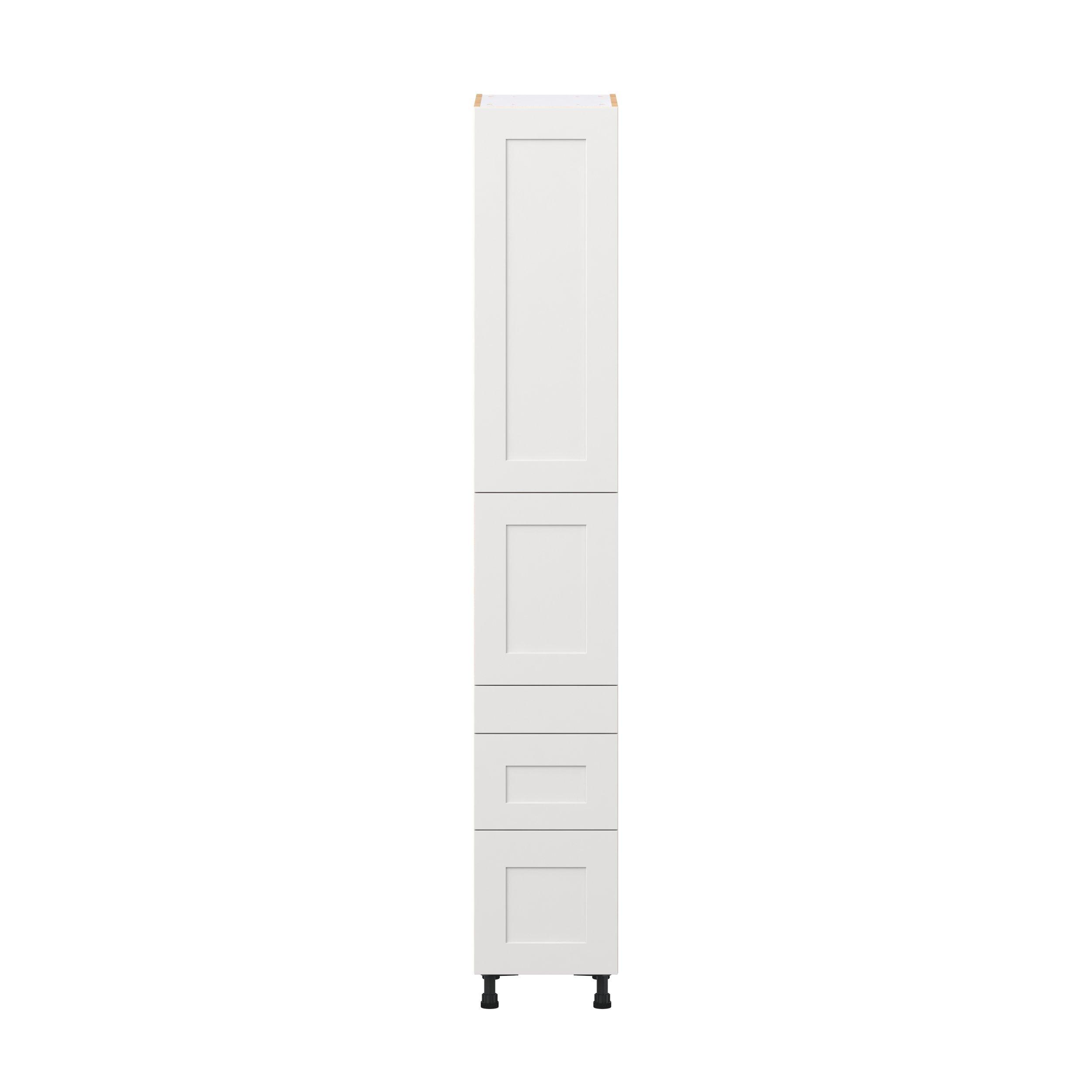 Candler 15 in. Painted Warm White Door and Drawer Pantry Cabinet with Inner Pull-Out