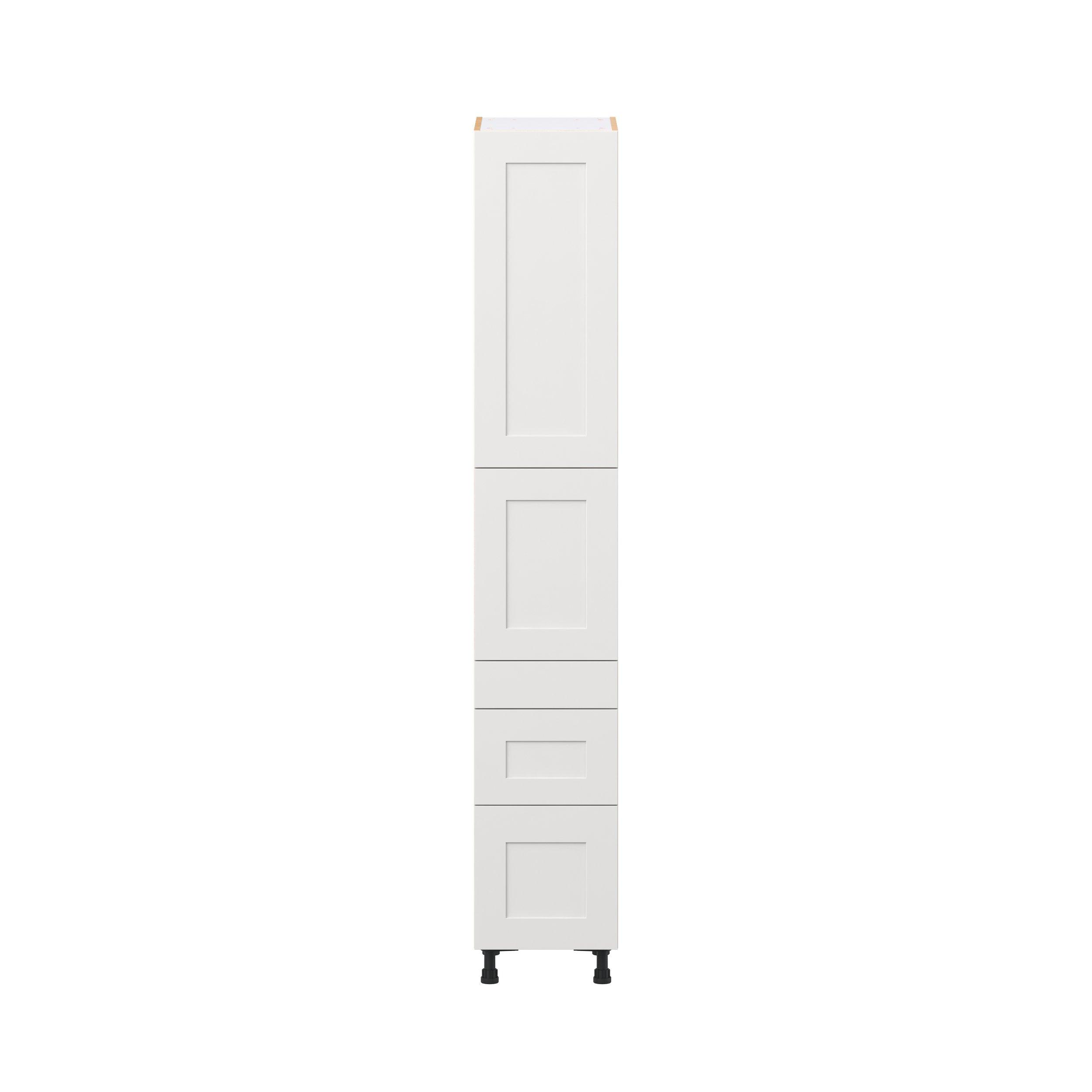 Candler 15 in. Painted Warm White Door and Drawer Pantry Cabinet with Inner Pull-Out