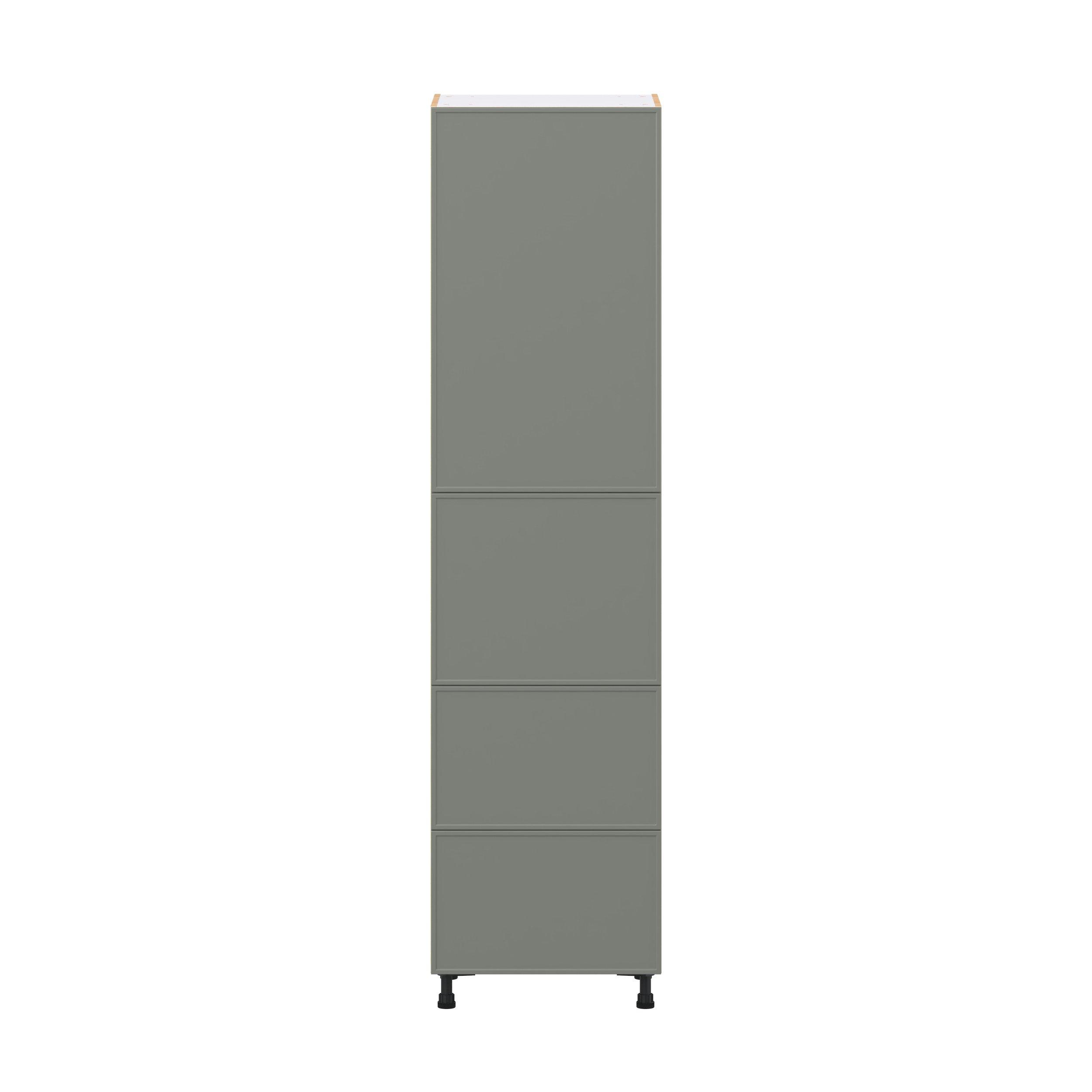 Linden 24 in. Painted Moss Green Door and Drawer Pantry Cabinet with Inner Pull-Out