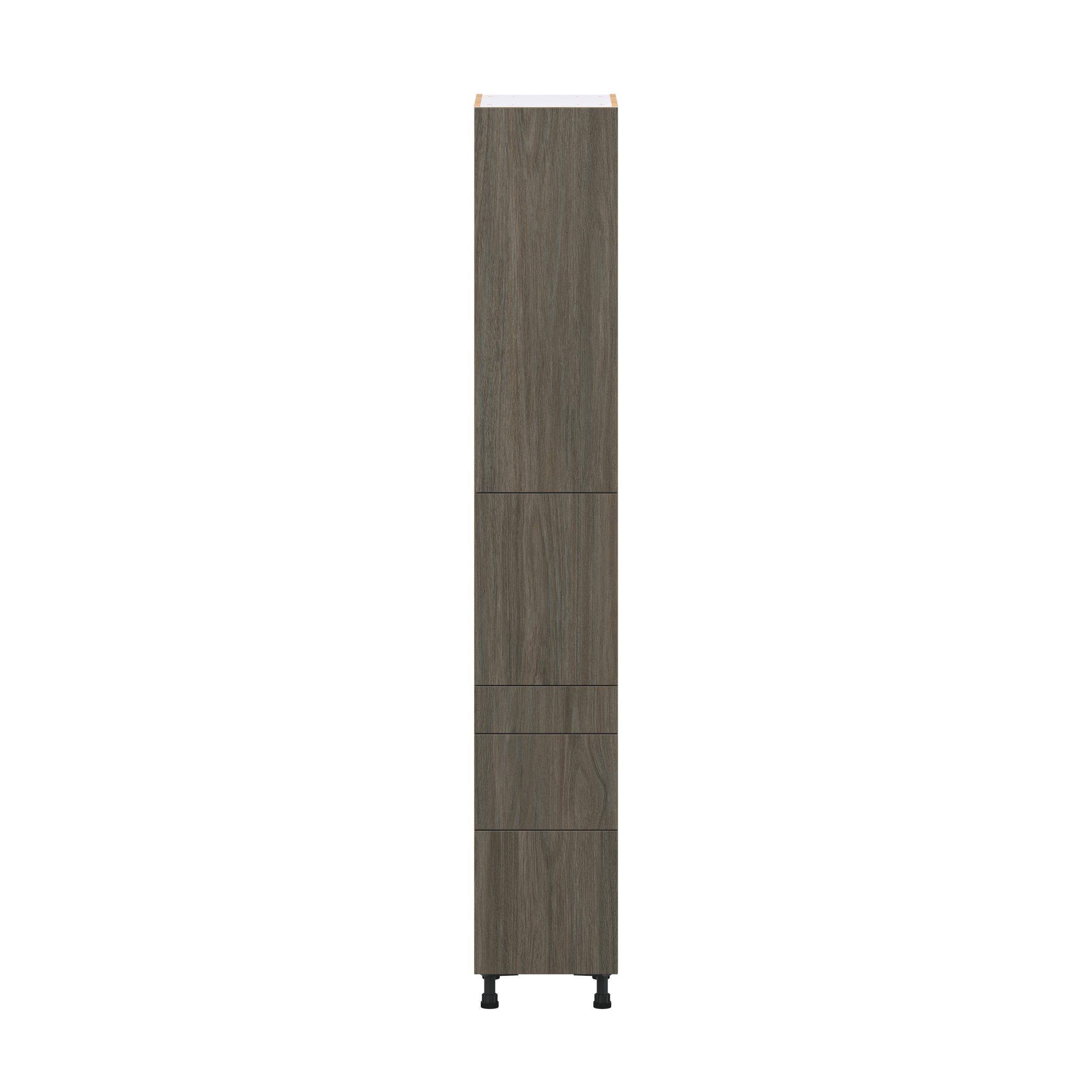 Glenwood 15 in. Burnt Walnut Door and Drawer Pantry Cabinet with Inner Pull-Out