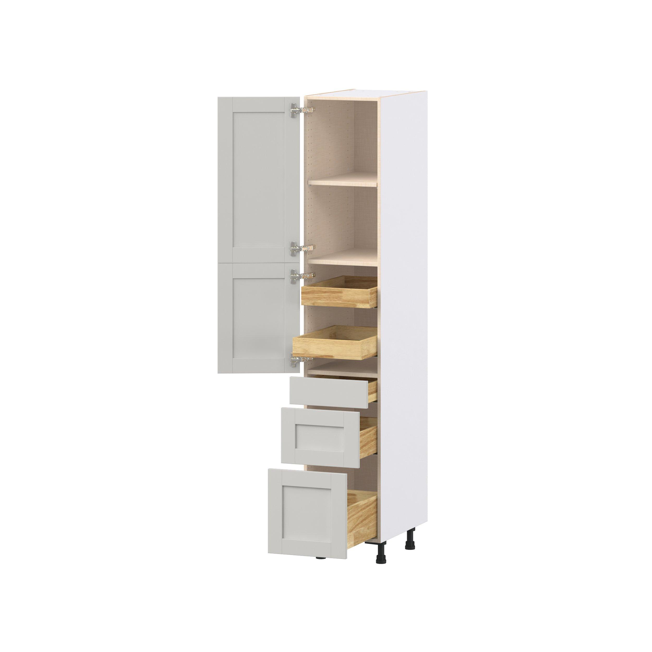 Summerhill 15 in. Light Gray Door and Drawer Pantry Cabinet with Inner Pull-Out