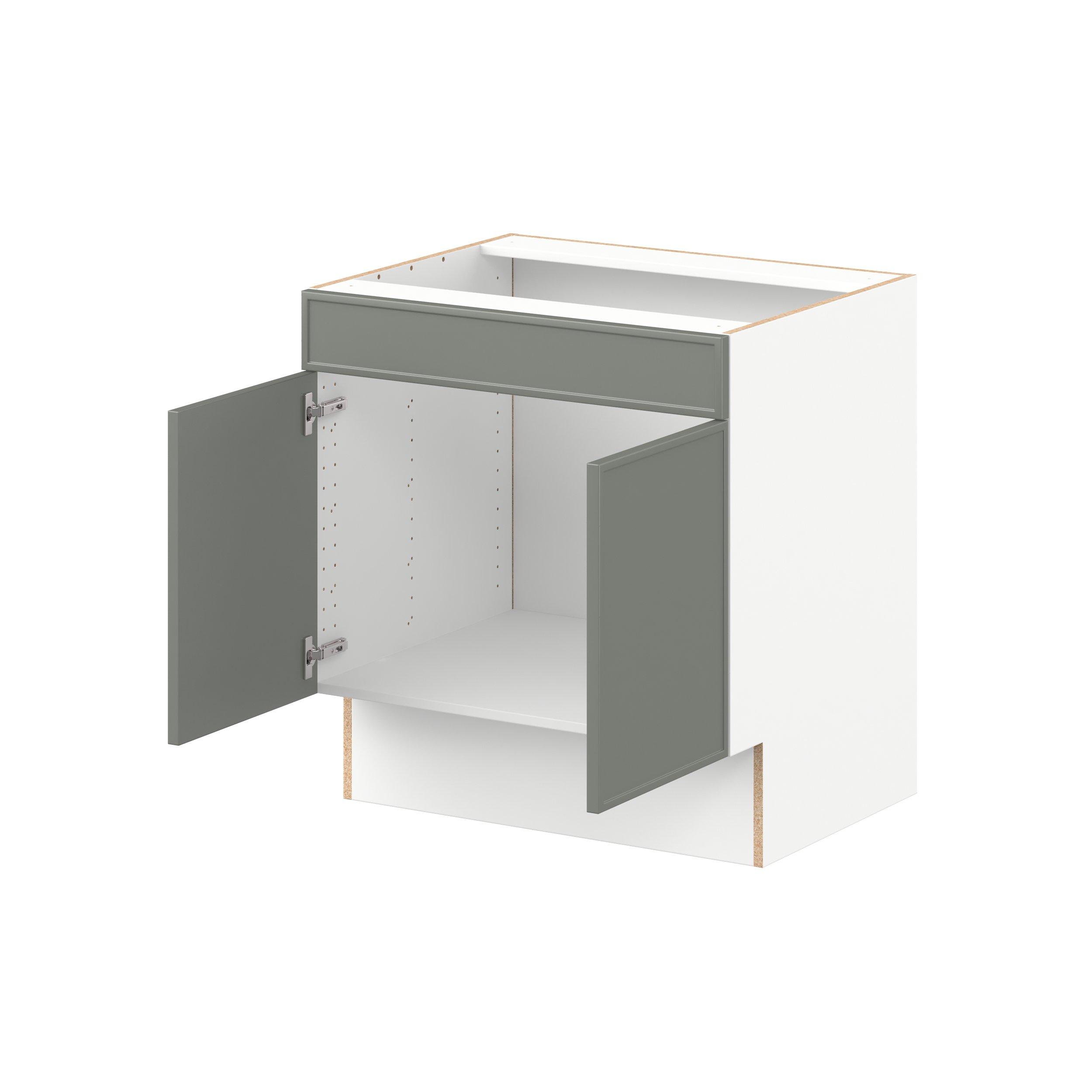 Linden 30 in. Painted Moss Green Sink Base Cabinet with False Front