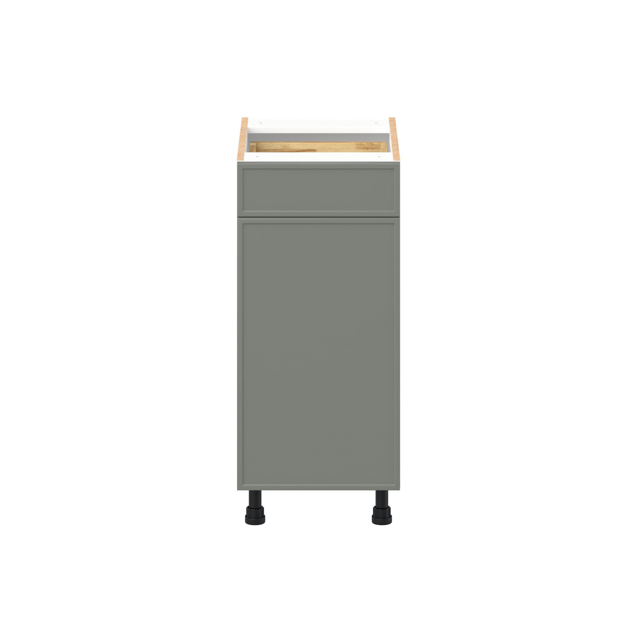 Linden 15 in. Painted Moss Green Vanity Door and Drawer Base Cabinet