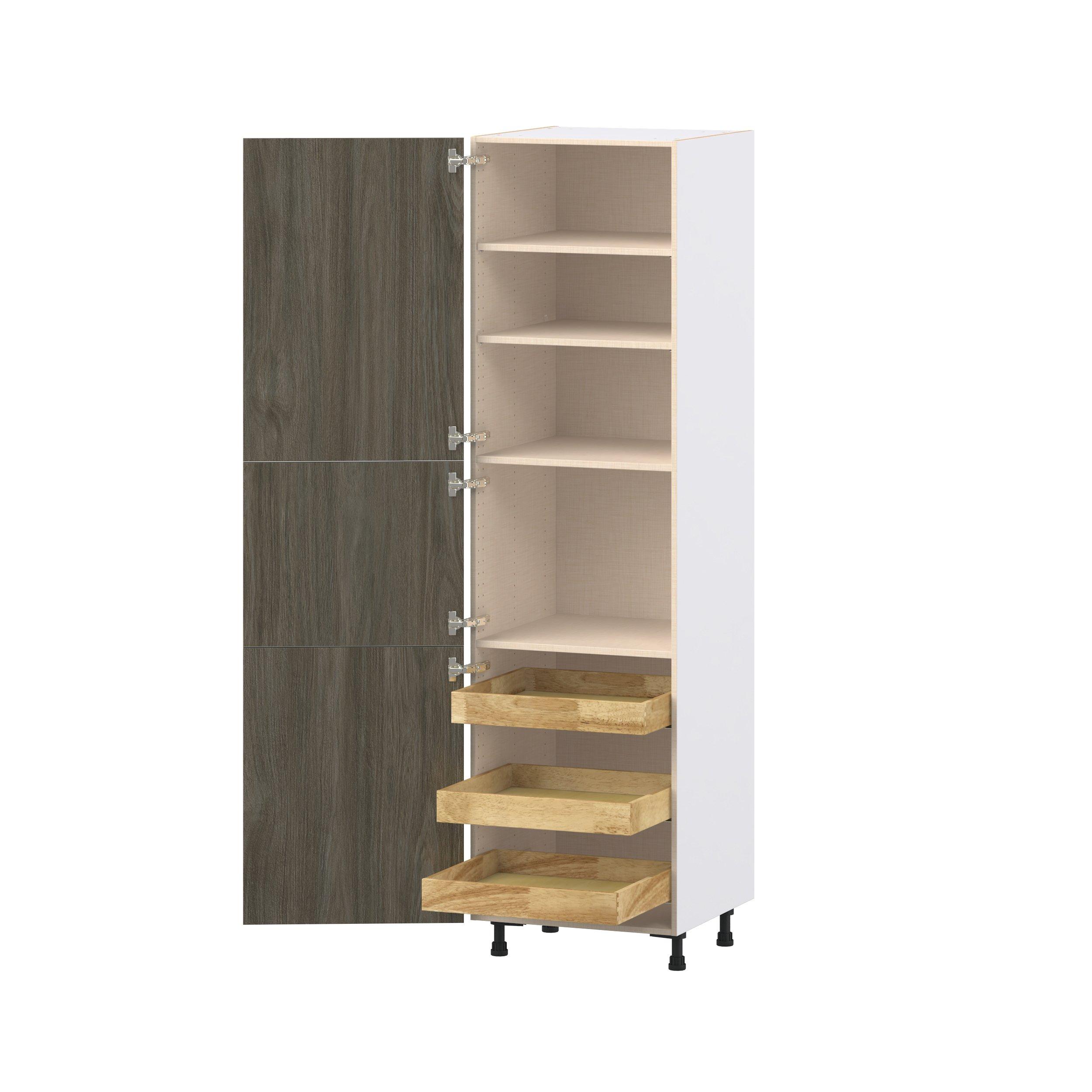 Glenwood 24 in. Burnt Walnut Pantry Cabinet with Inner Pull-Out Drawer