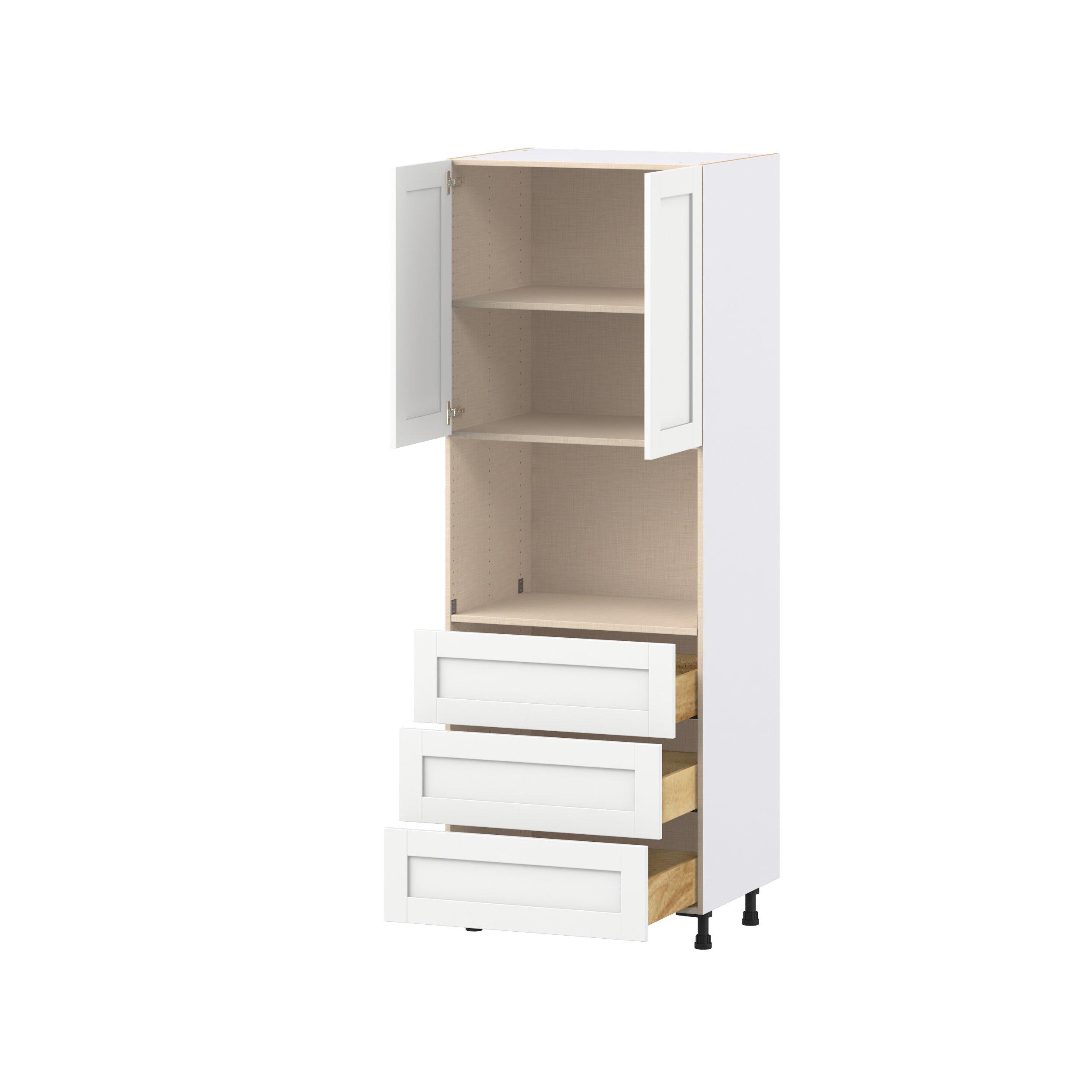 Summerhill 30 in. Bright White Door and Drawer Microwave Pantry Cabinet