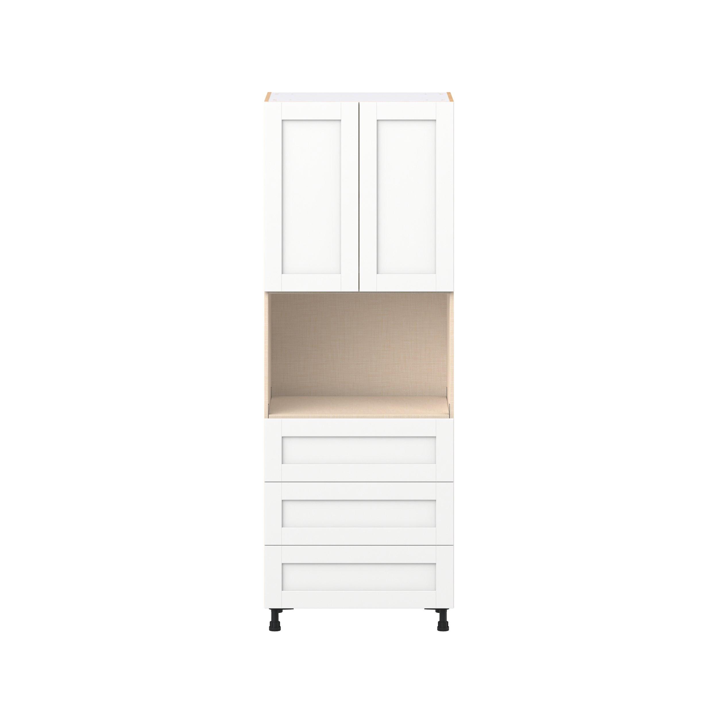 Summerhill 30 in. Bright White Door and Drawer Microwave Pantry Cabinet