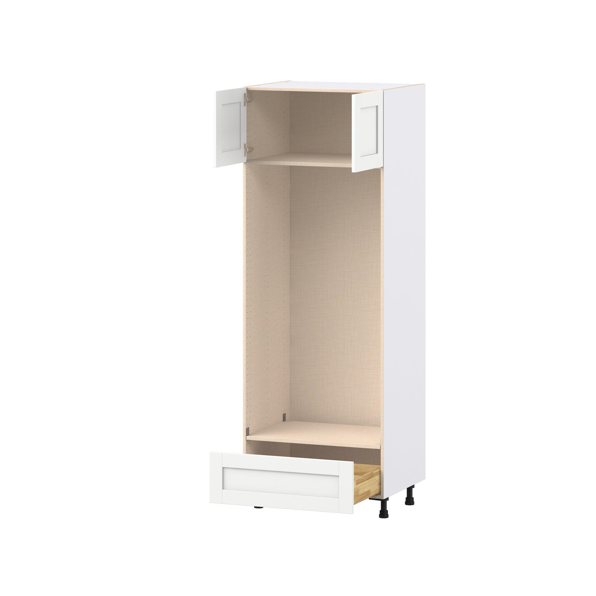 Summerhill 30 in. Bright White Door and Drawer Double Oven Pantry Cabinet