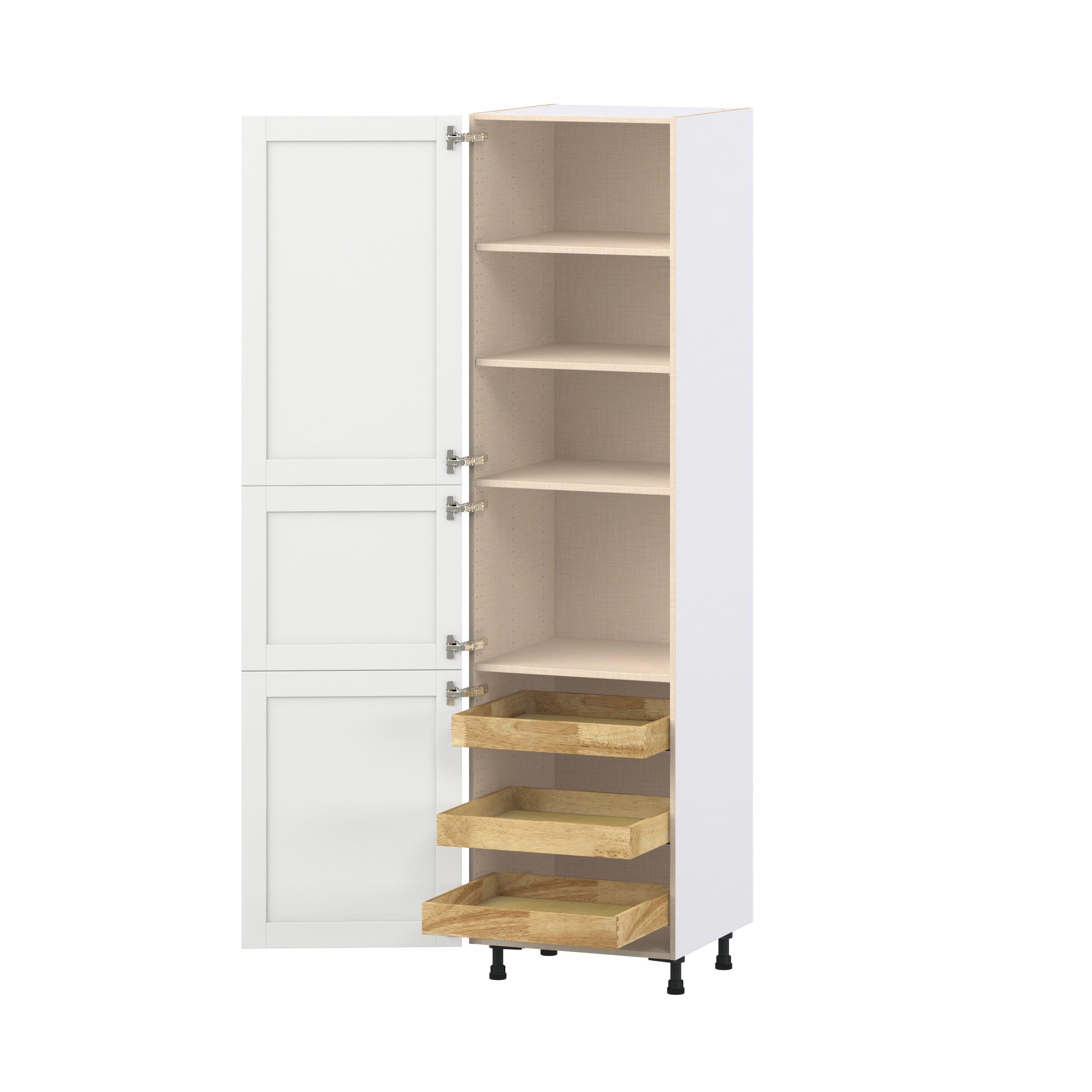 Summerhill 24 in. Bright White Pantry Cabinet with Inner Pull-Out Drawer