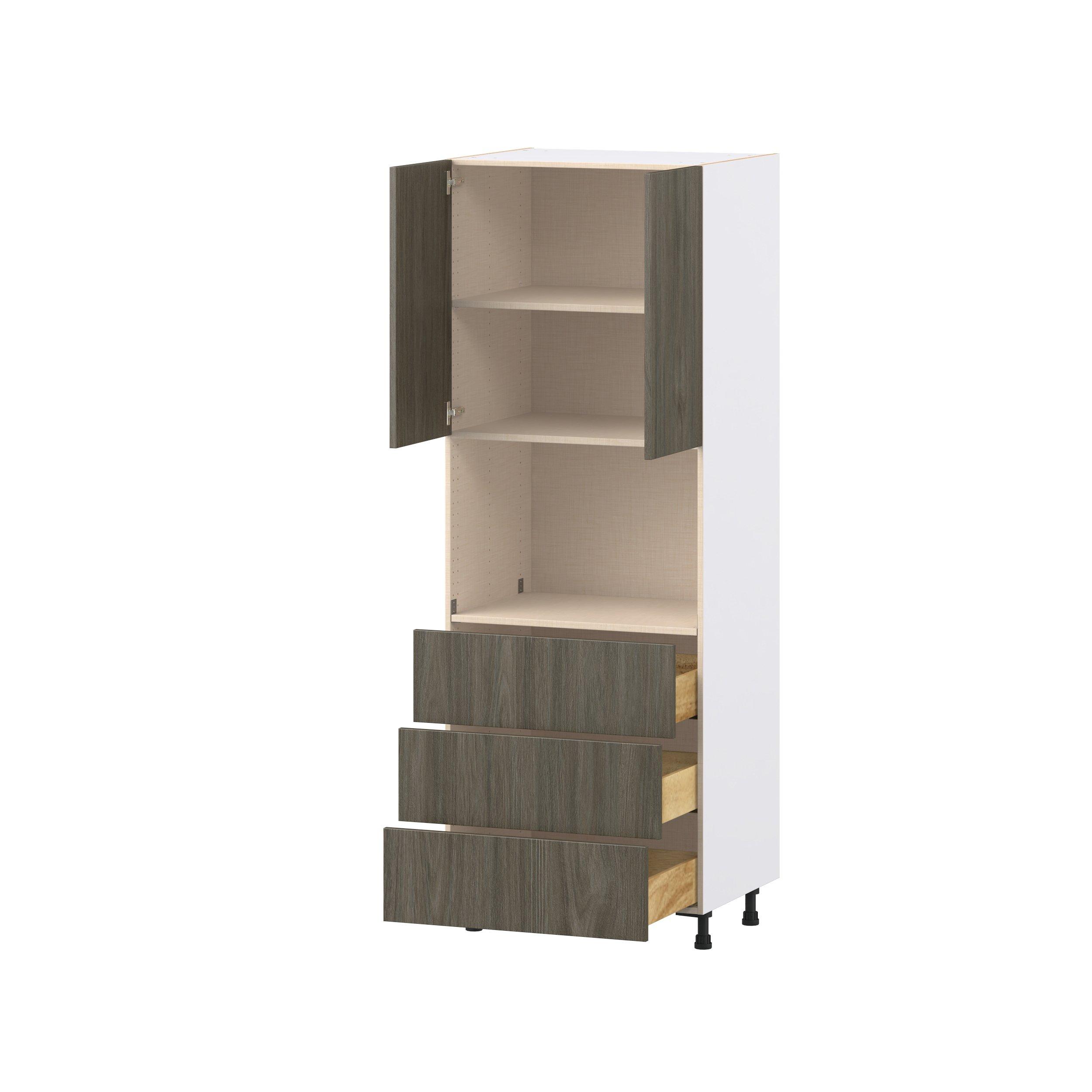 Glenwood 30 in. Burnt Walnut Door and Drawer Microwave Pantry Cabinet
