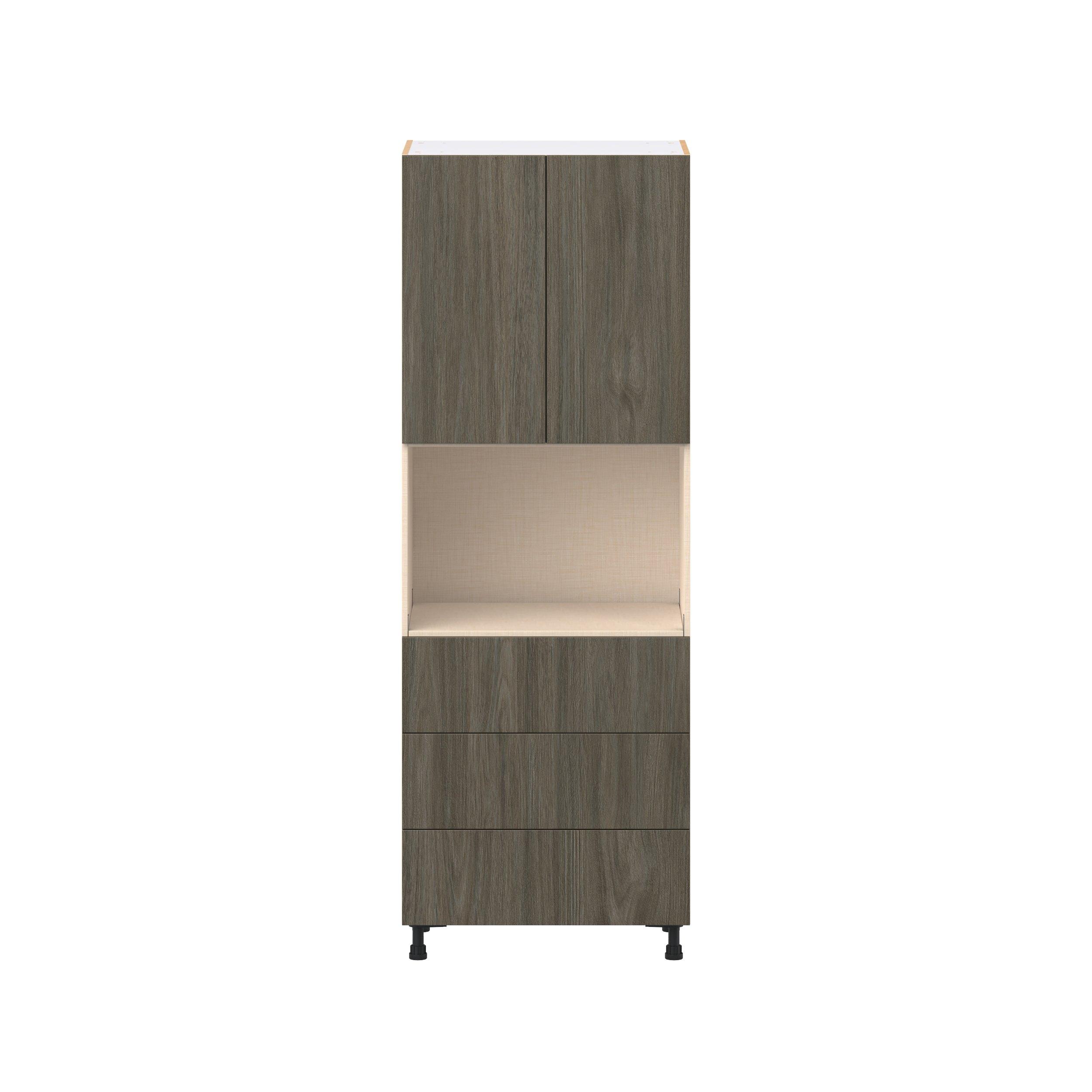 Glenwood 30 in. Burnt Walnut Door and Drawer Microwave Pantry Cabinet