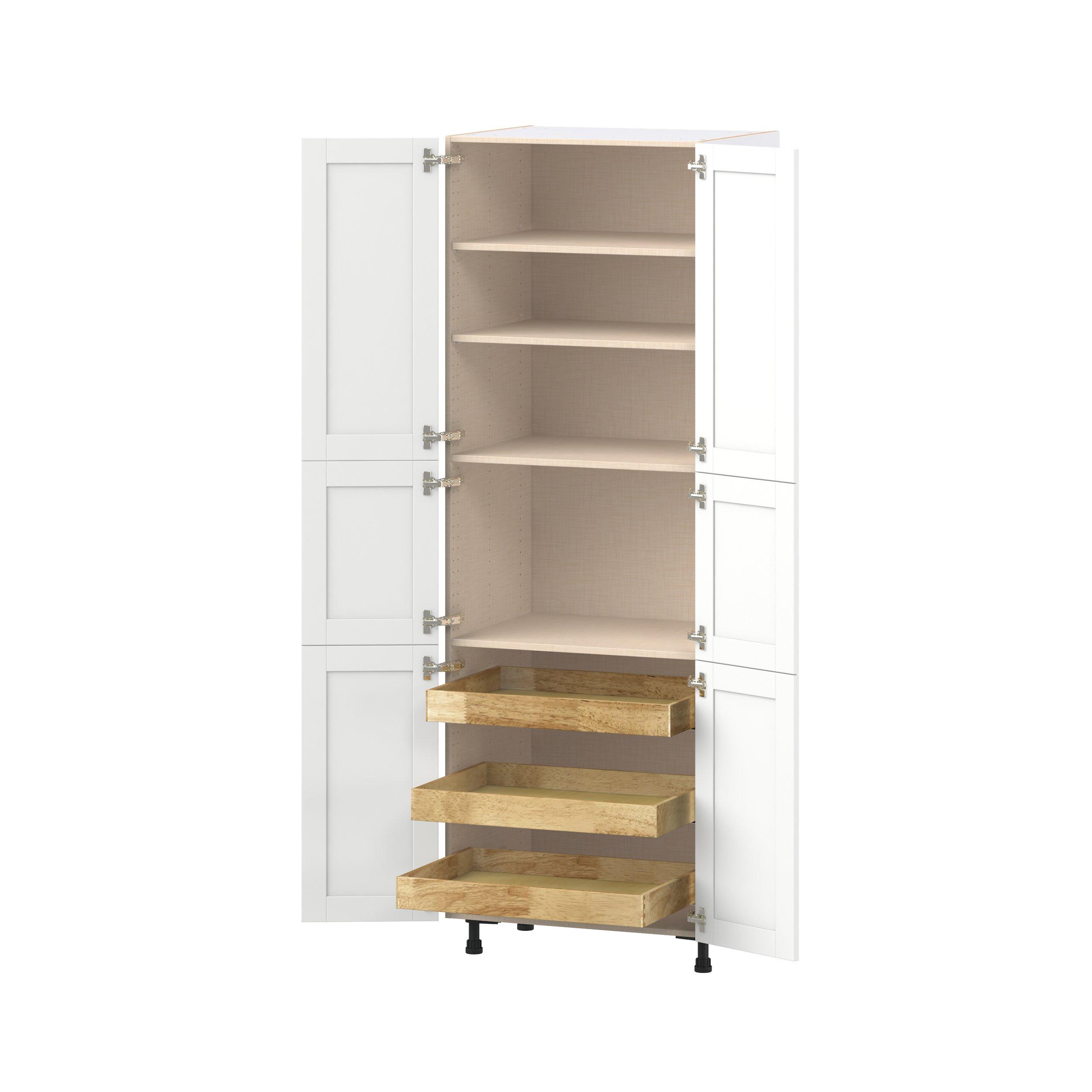 Summerhill 30 in. Bright White Pantry Cabinet with Inner Pull-Out Drawer