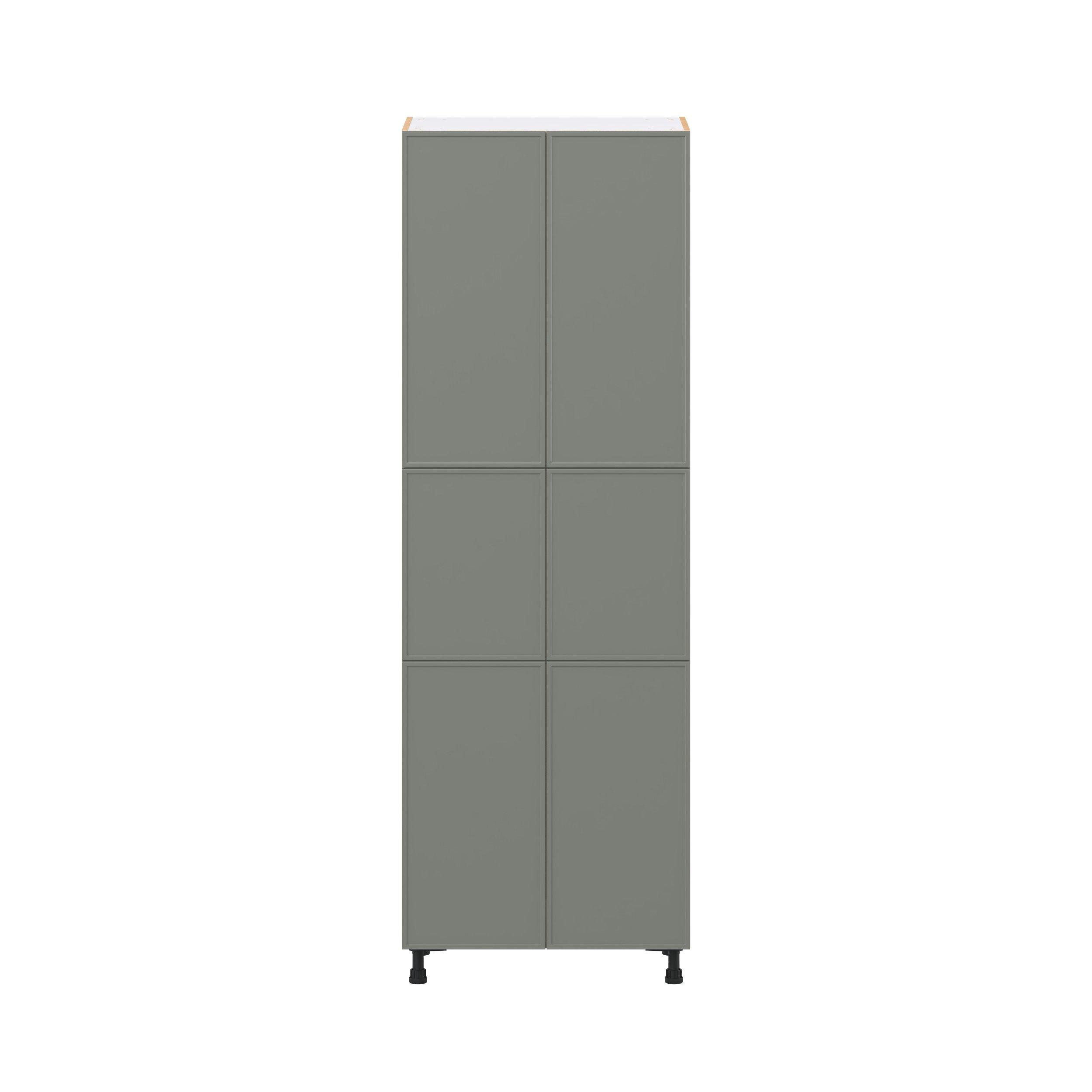 Linden 30 in. Painted Moss Green Pantry Cabinet with Inner Pull-Out Drawer