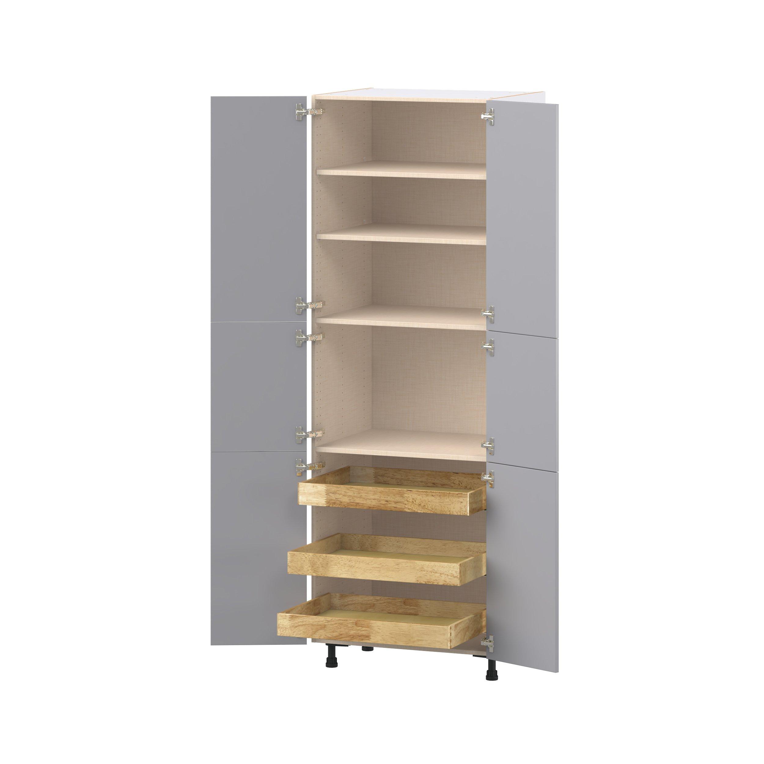 Candler 30 in. Painted Slate Gray Pantry Cabinet with Inner Pull-Out Drawer