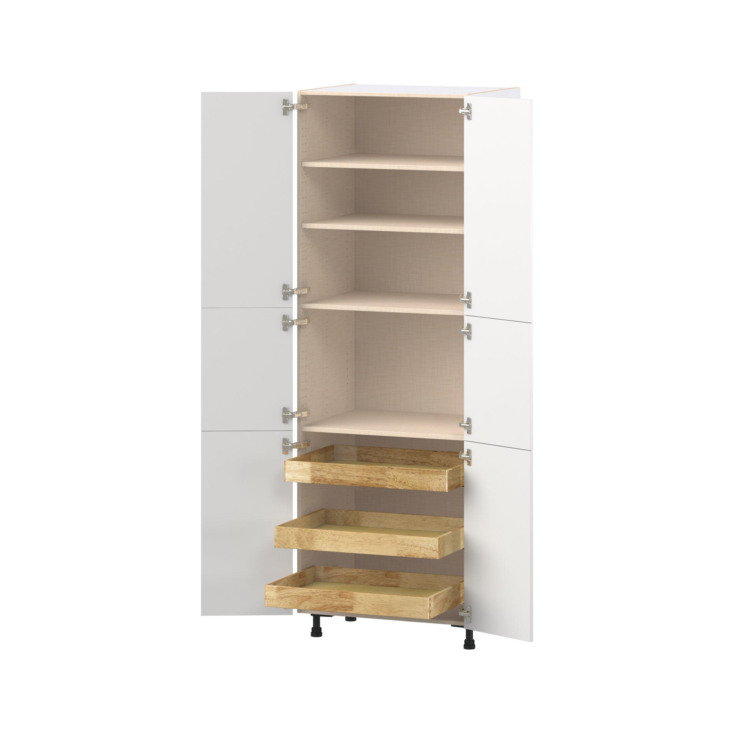 Candler 30 in. Painted Warm White Pantry Cabinet with Inner Pull-Out Drawer