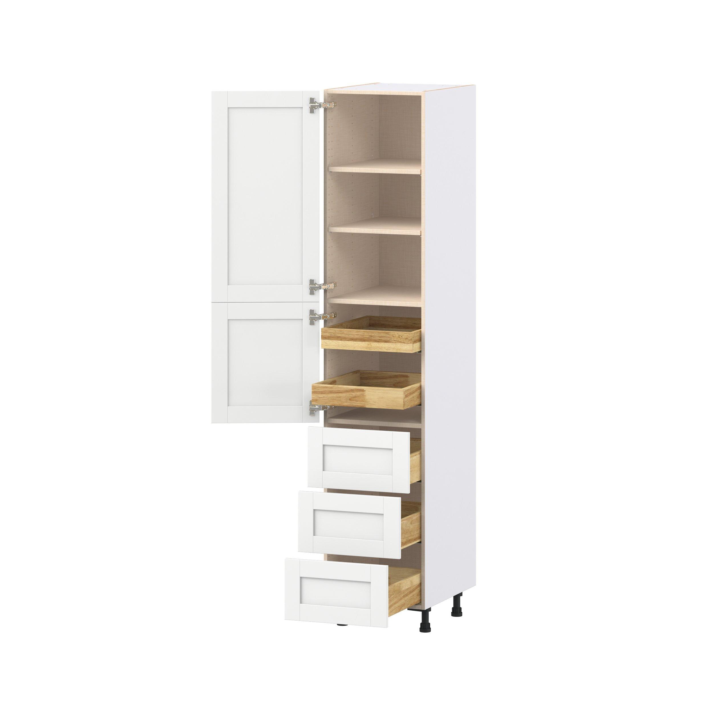 Summerhill 18 in. Bright White Door and Drawer Pantry Cabinet with Inner Pull-Out
