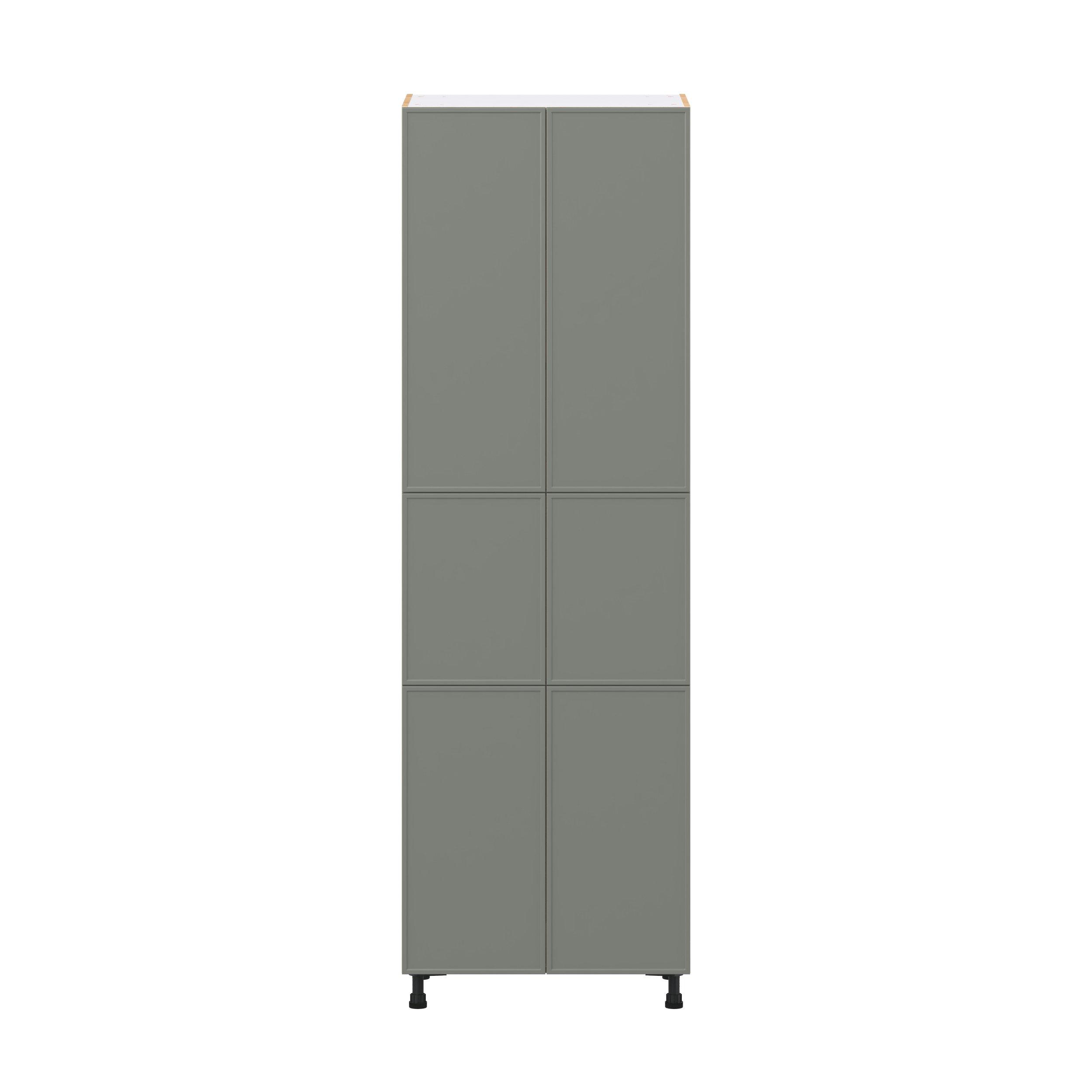 Linden 30 in. Painted Moss Green Pantry Cabinet with Inner Pull-Out Drawer