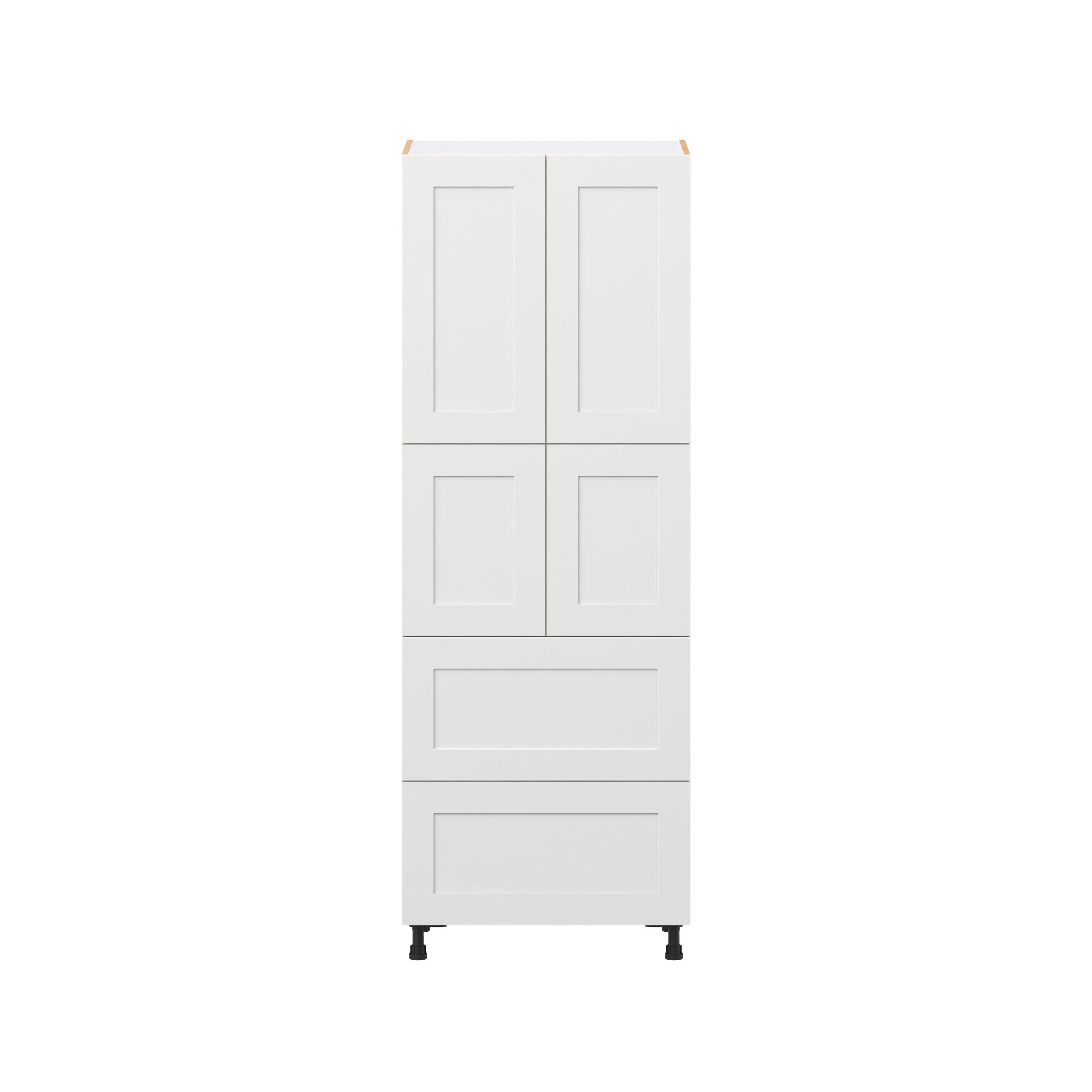 Candler 30 in. Painted Warm White Door and Drawer Pantry Cabinet with Inner Pull-Out