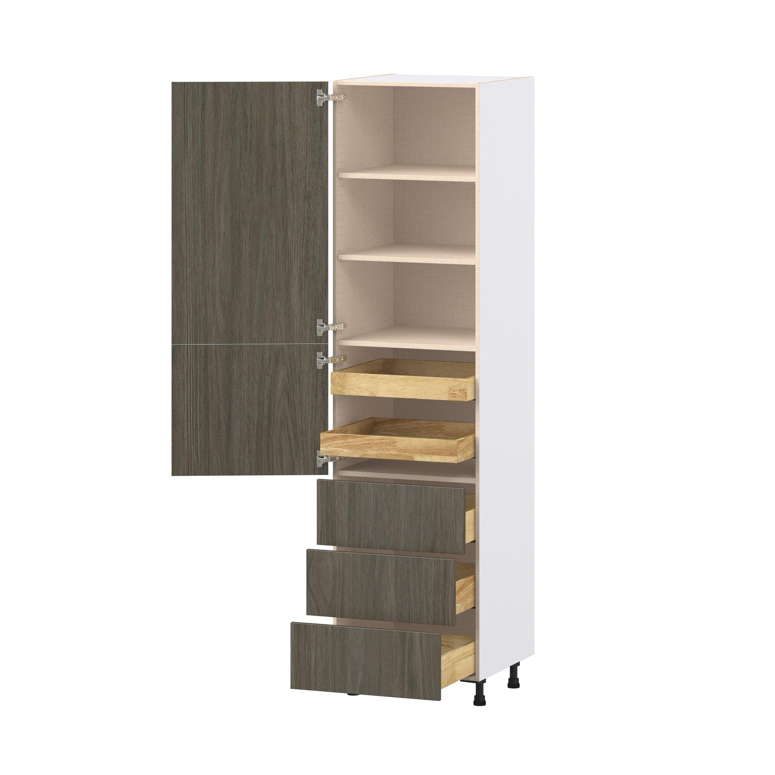 Glenwood 24 in. Burnt Walnut Door and Drawer Pantry Cabinet with Inner Pull-Out