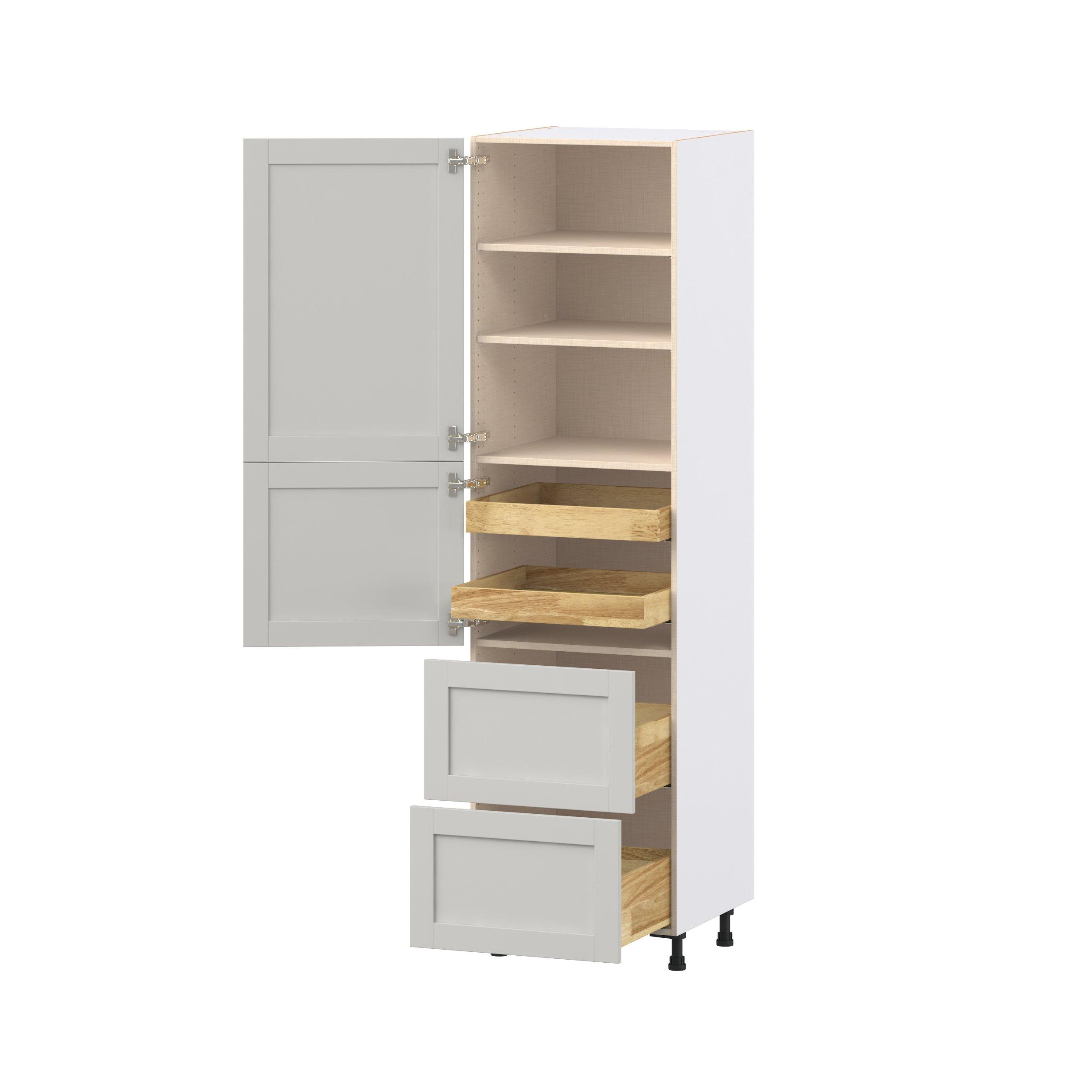 Summerhill 24 in. Light Gray Door and Drawer Pantry Cabinet with Inner Pull-Out