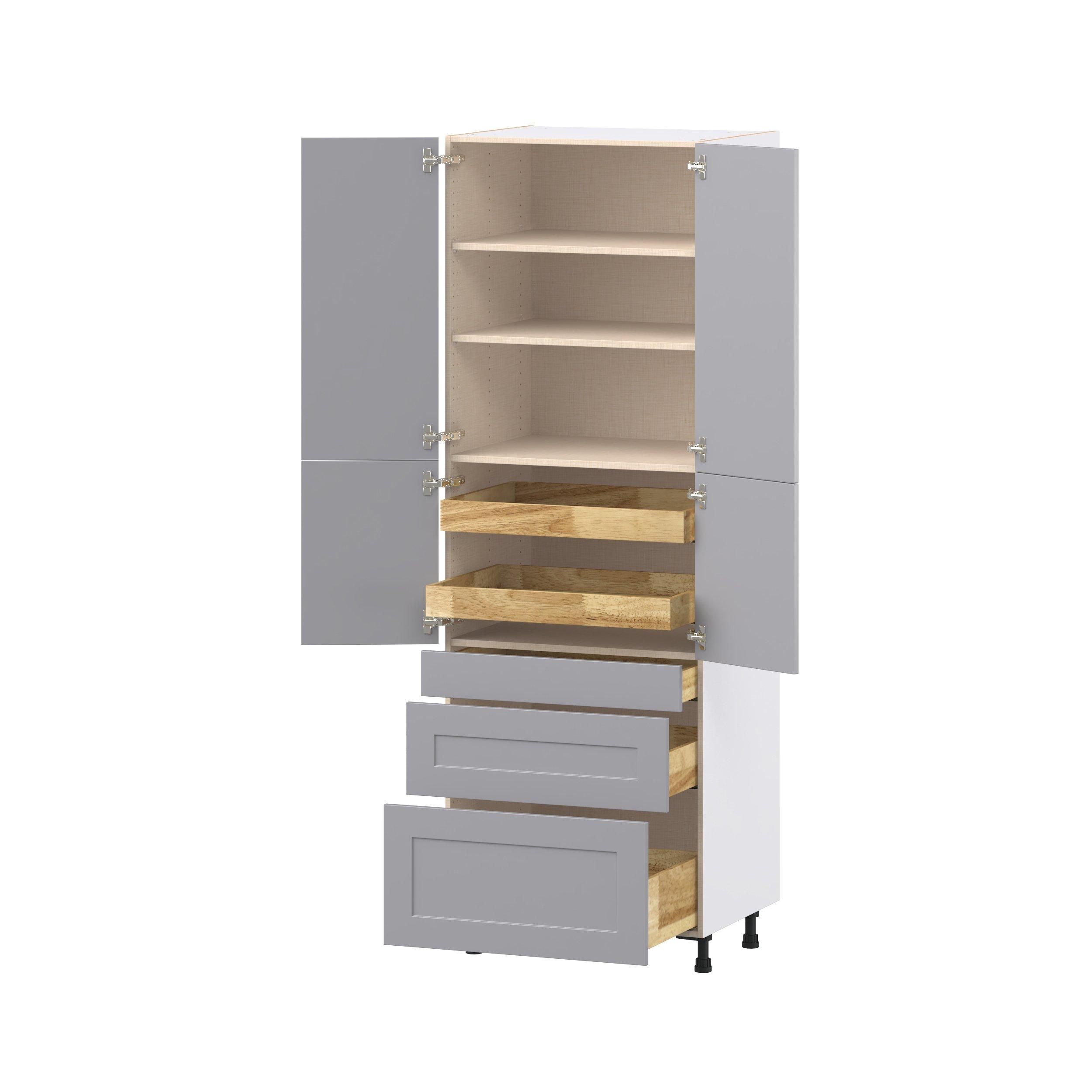 Candler 30 in. Painted Slate Gray Door and Drawer Pantry Cabinet with Inner Pull-Out